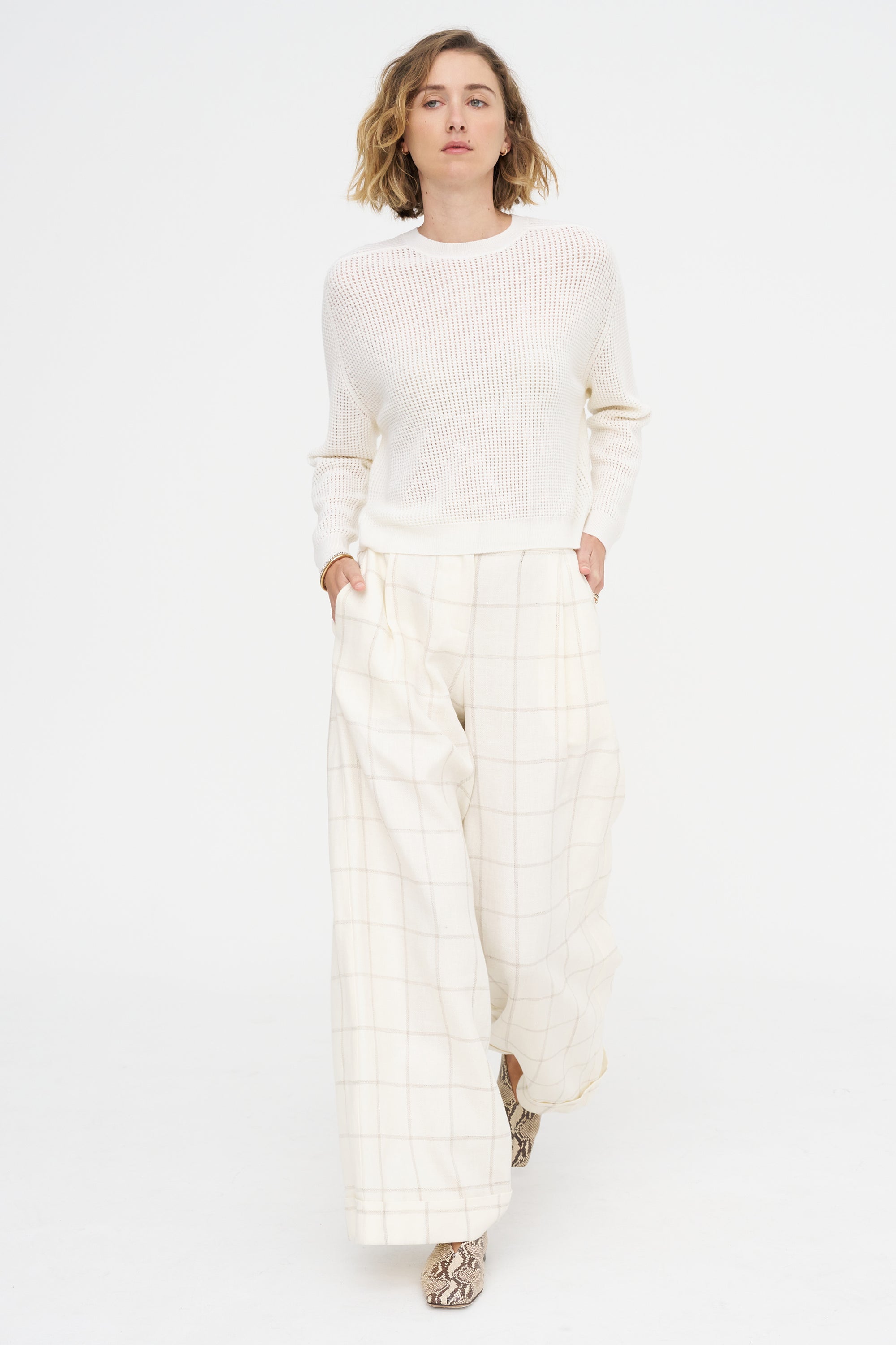 Waffle-Knit Sweater, Birch