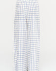 Wide Leg Check Pants, Navy & White