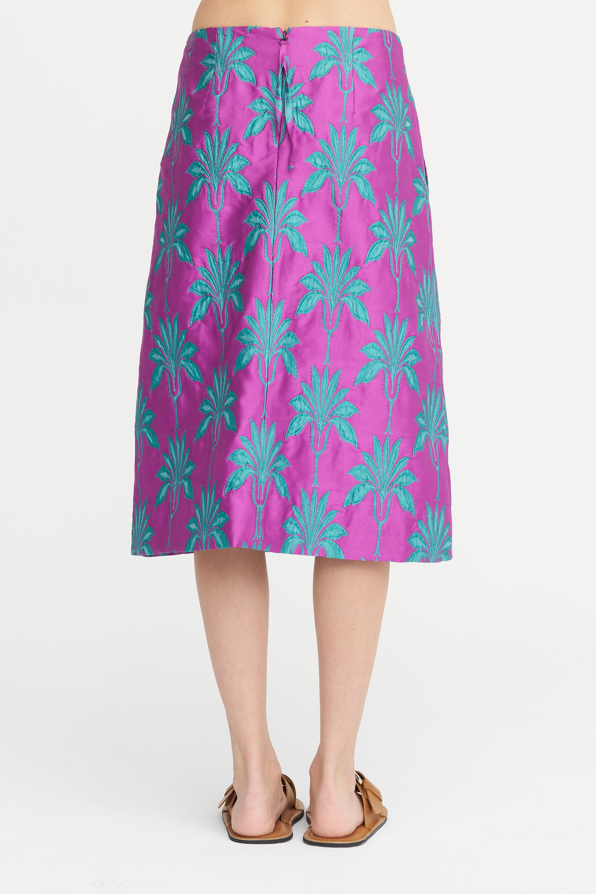 Matelassé Palms Skirt, Magenta