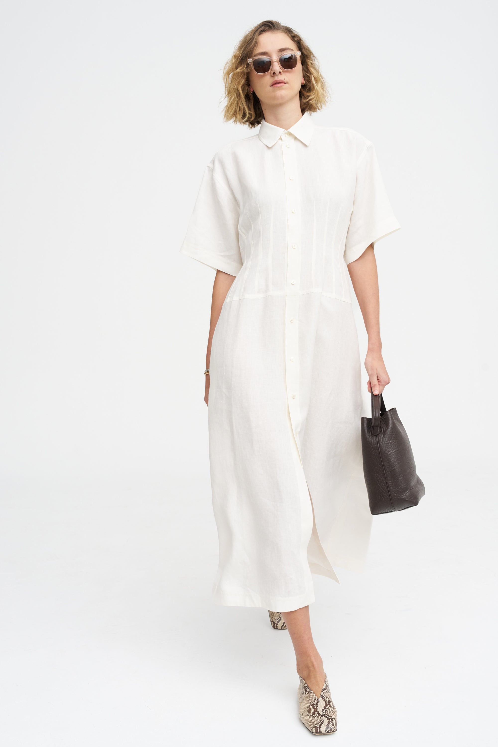 kick pleat dress Fitted Bodice