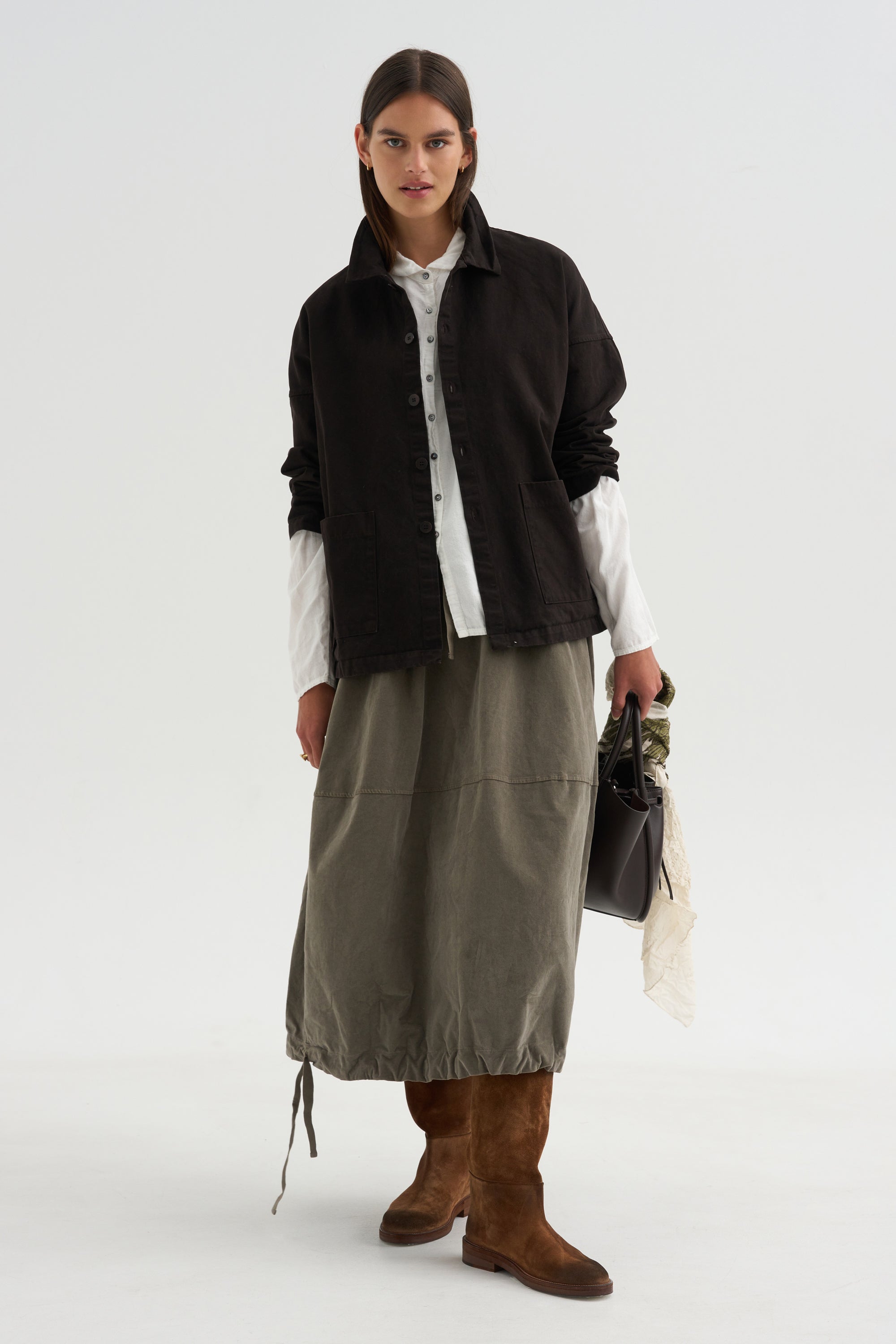 Velvet Balloon Skirt, Taupe