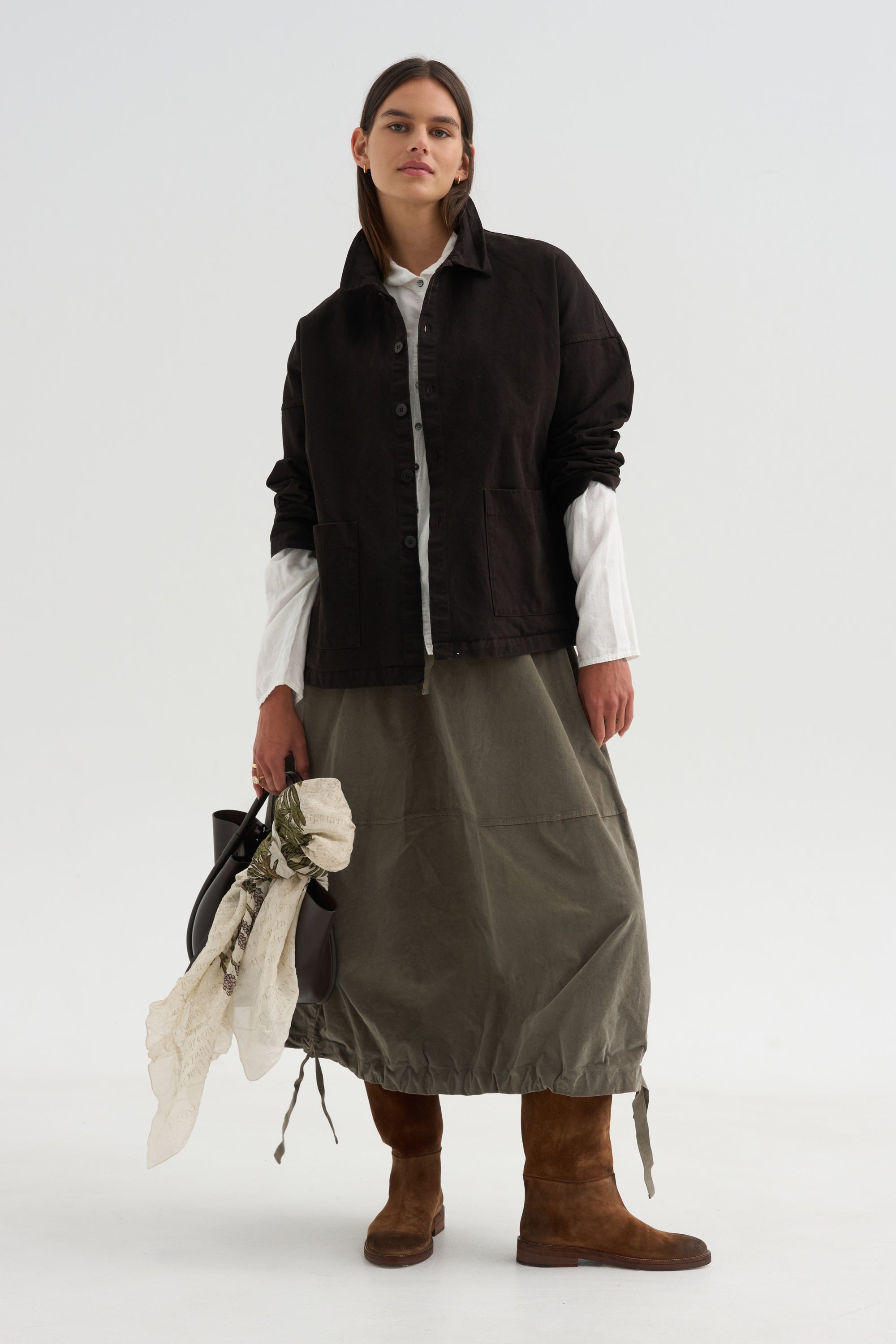 Velvet Balloon Skirt, Taupe