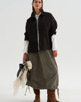 Velvet Balloon Skirt, Taupe