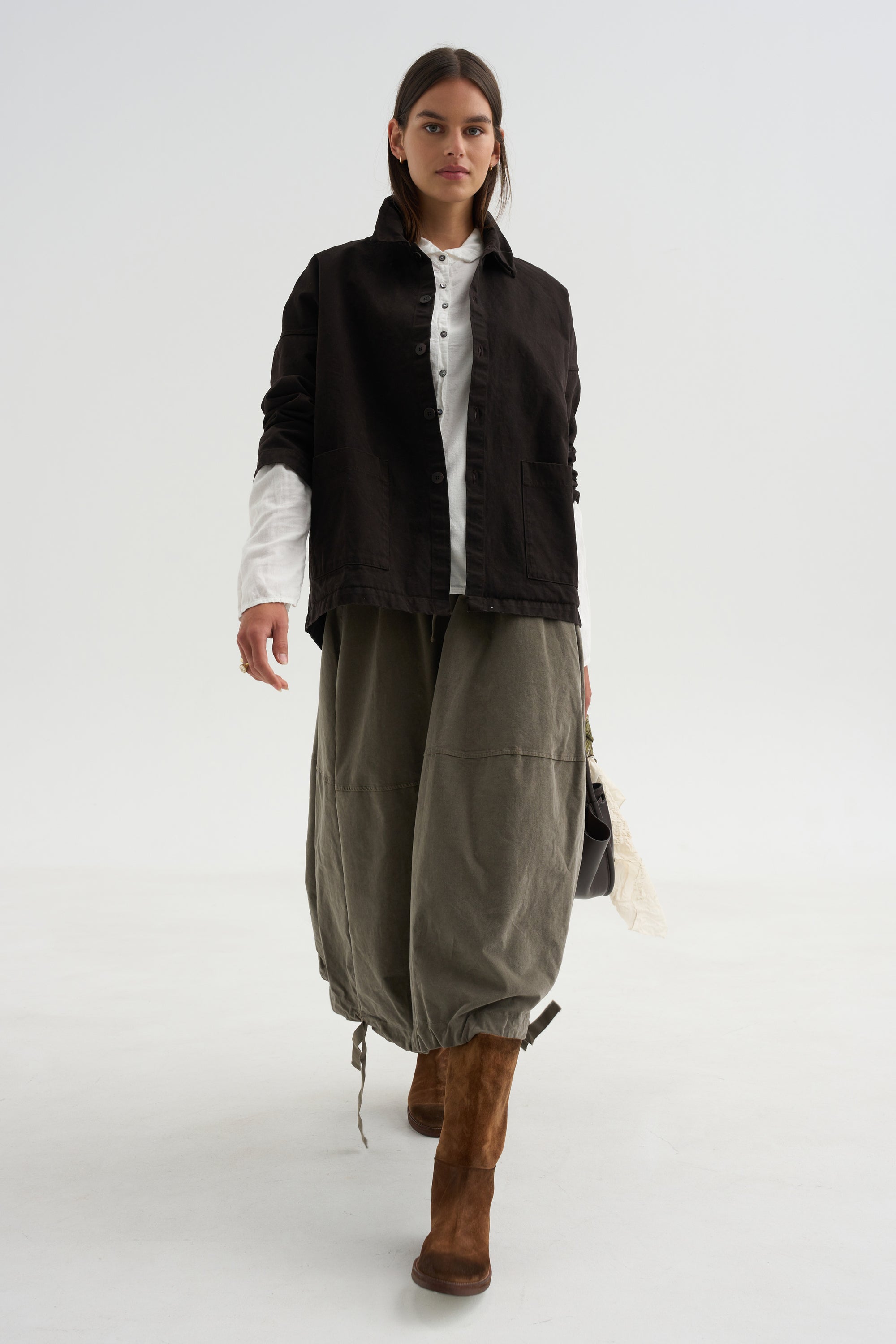 Velvet Balloon Skirt, Taupe