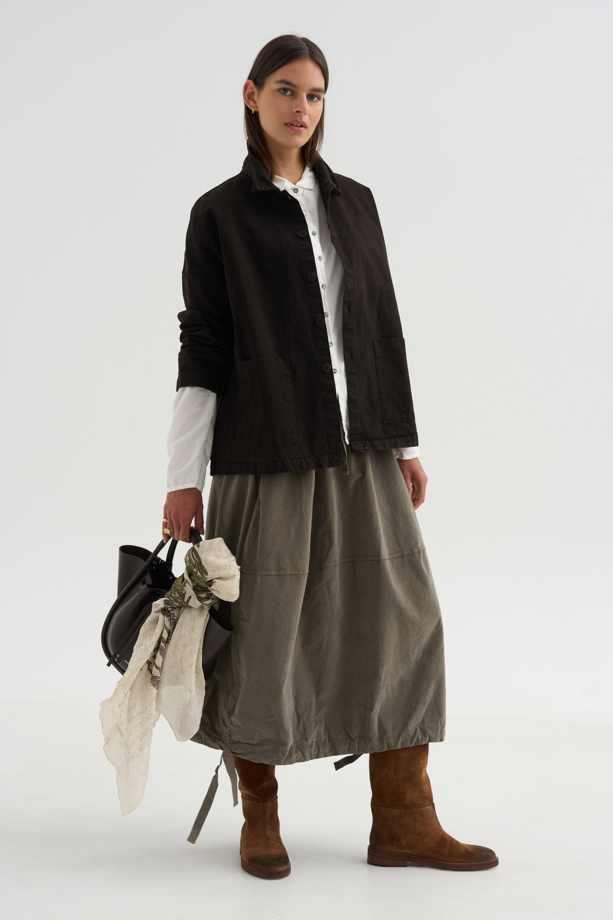 Velvet Balloon Skirt, Taupe