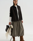 Velvet Balloon Skirt, Taupe