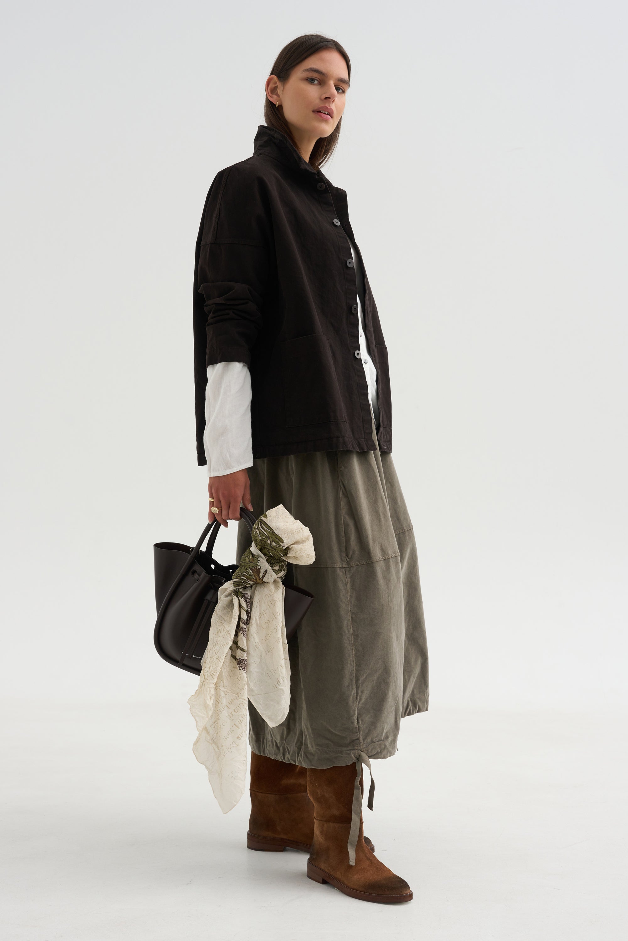 Velvet Balloon Skirt, Taupe