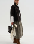 Velvet Balloon Skirt, Taupe