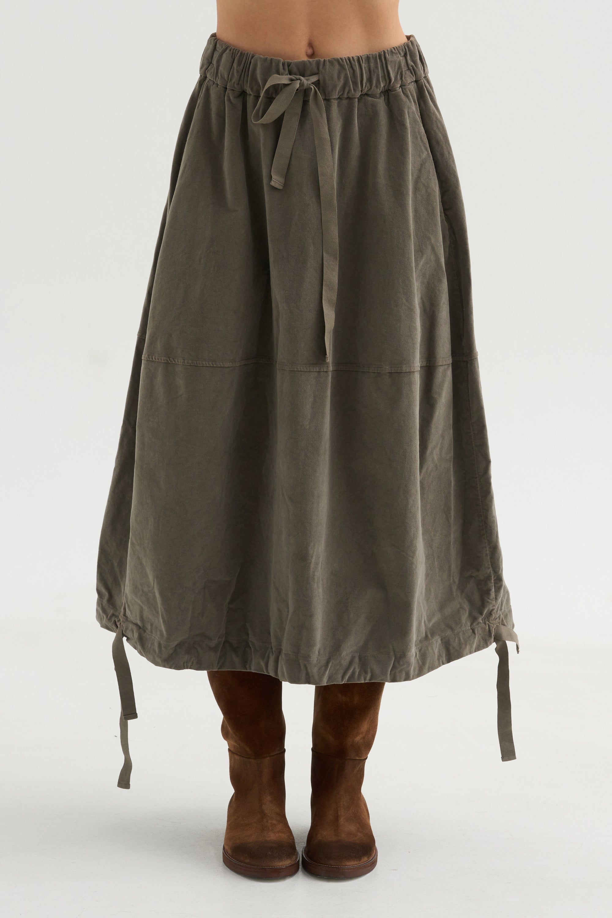 Velvet Balloon Skirt, Taupe