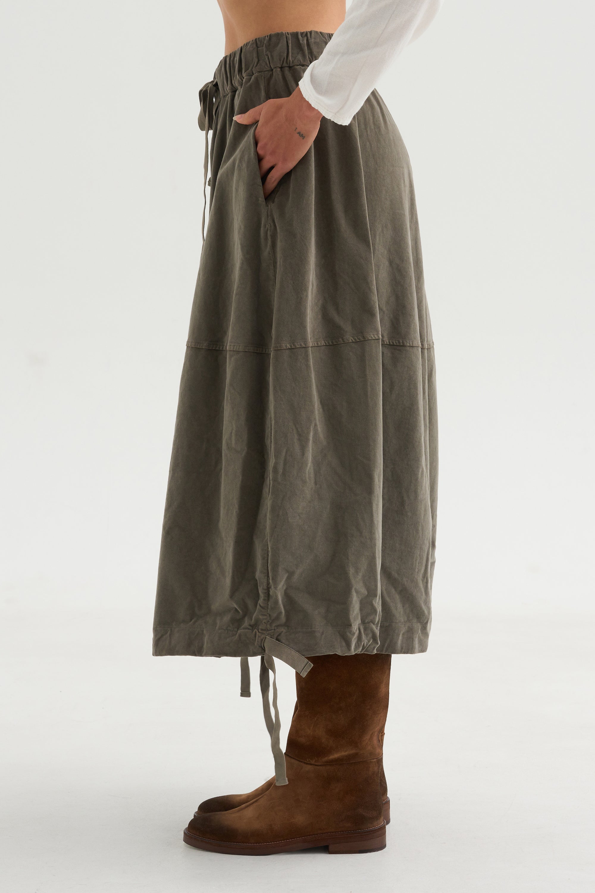 Velvet Balloon Skirt, Taupe