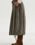 Velvet Balloon Skirt, Taupe