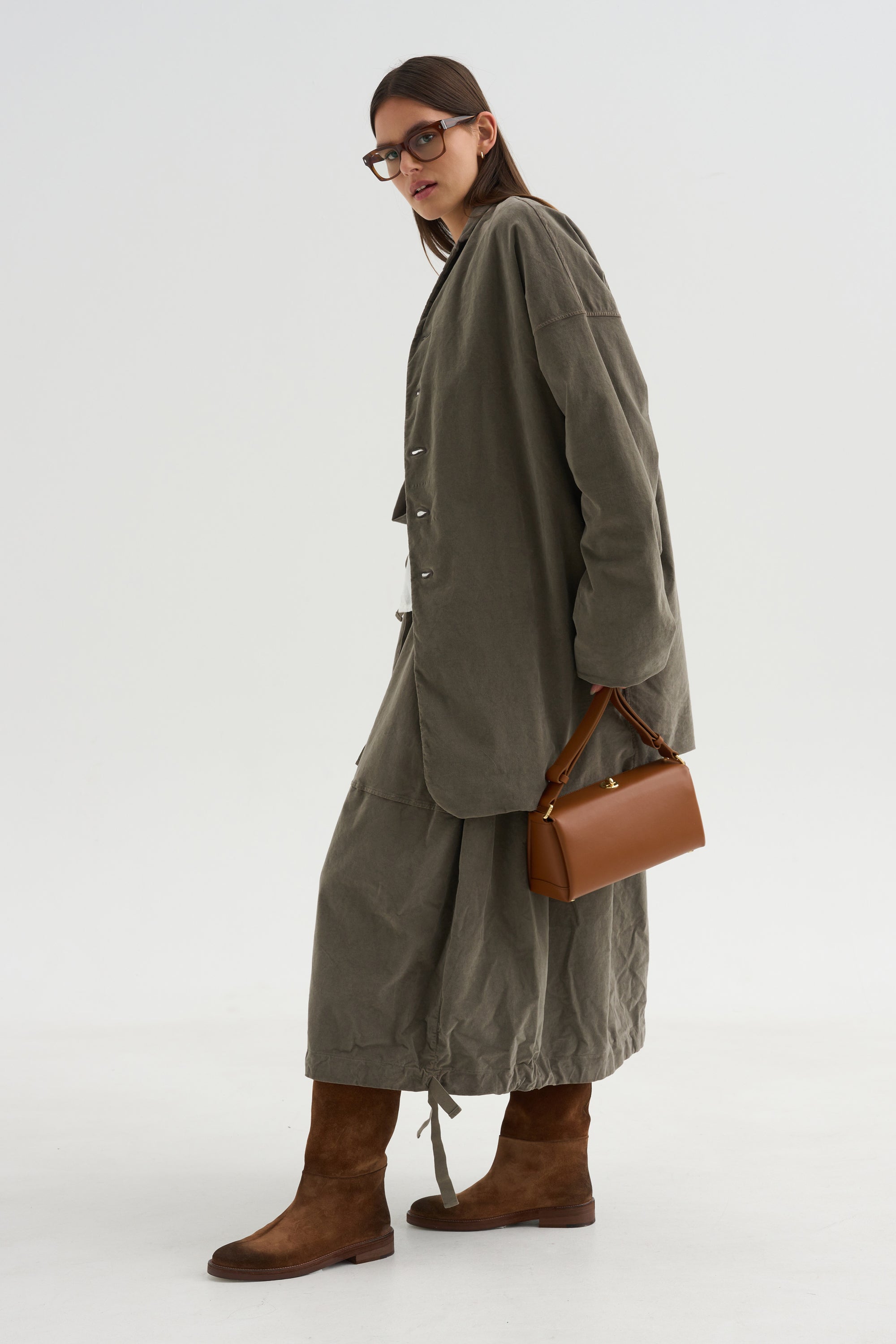 Velvet Long Blazer, Taupe