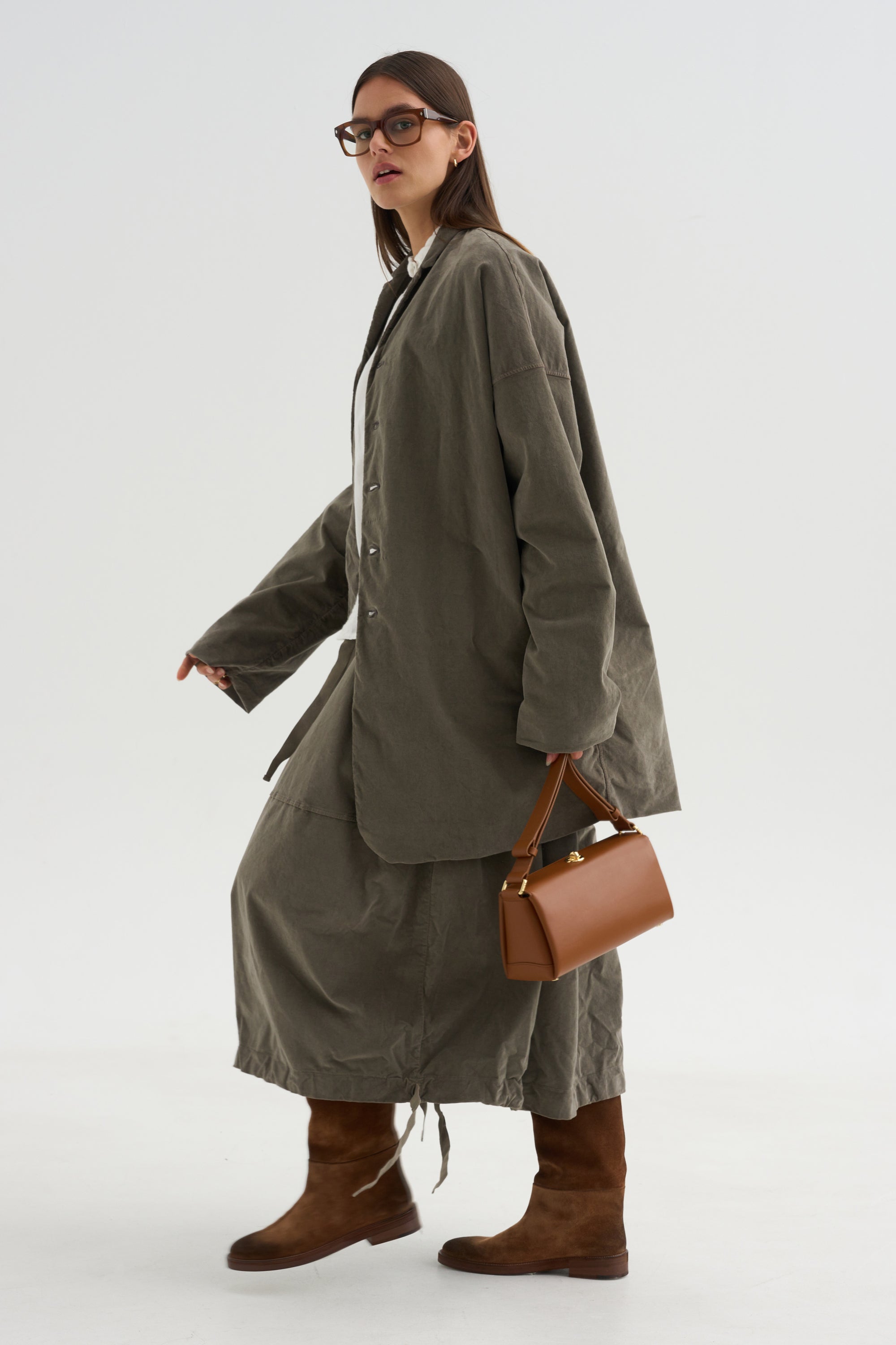 Velvet Long Blazer, Taupe
