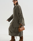 Velvet Long Blazer, Taupe