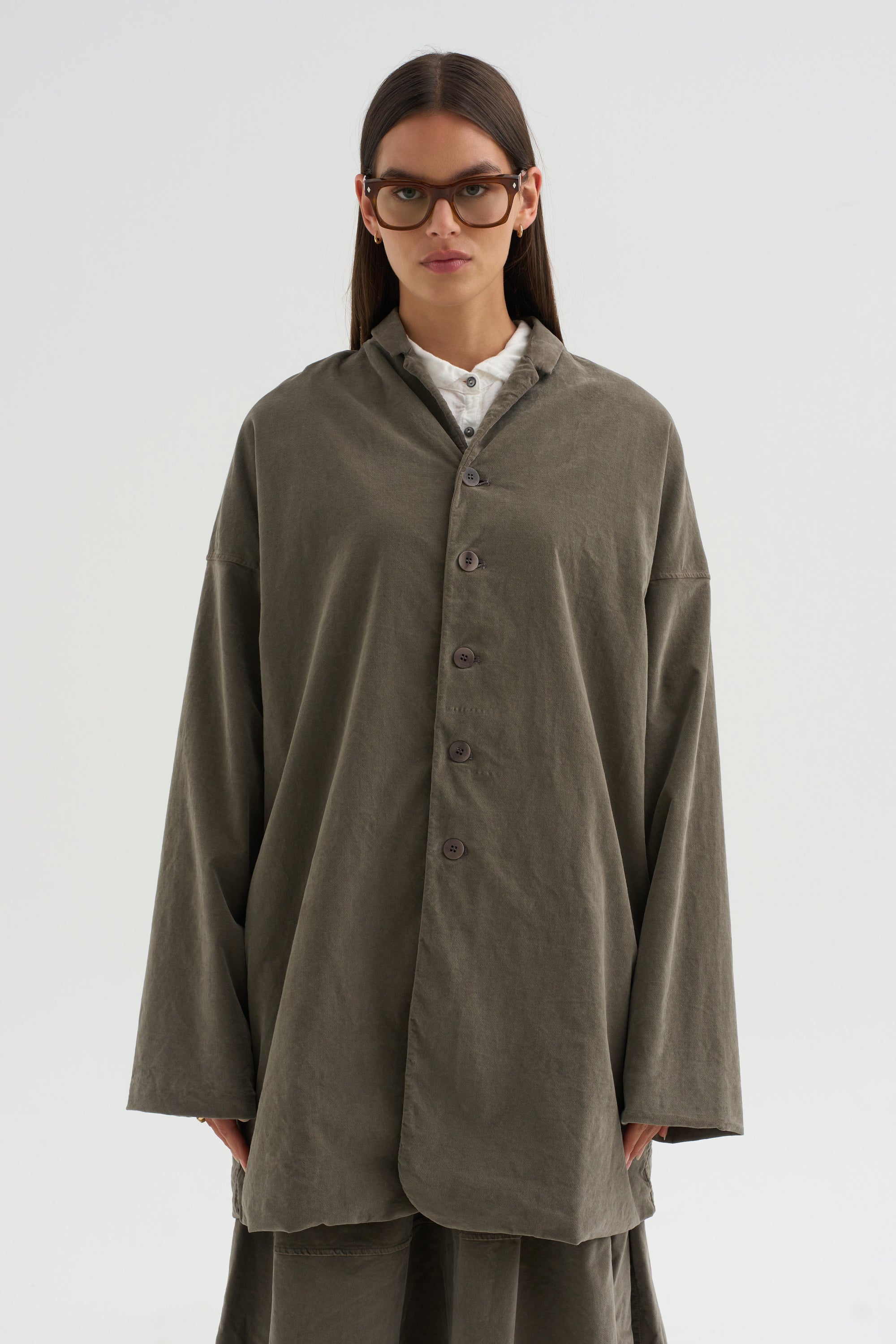 Velvet Long Blazer, Taupe