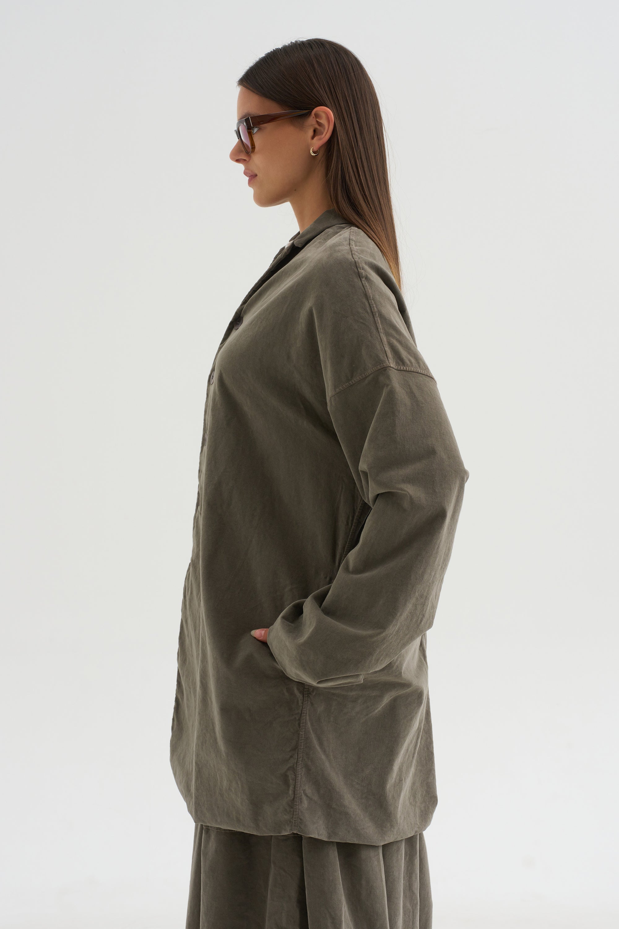 Velvet Long Blazer, Taupe