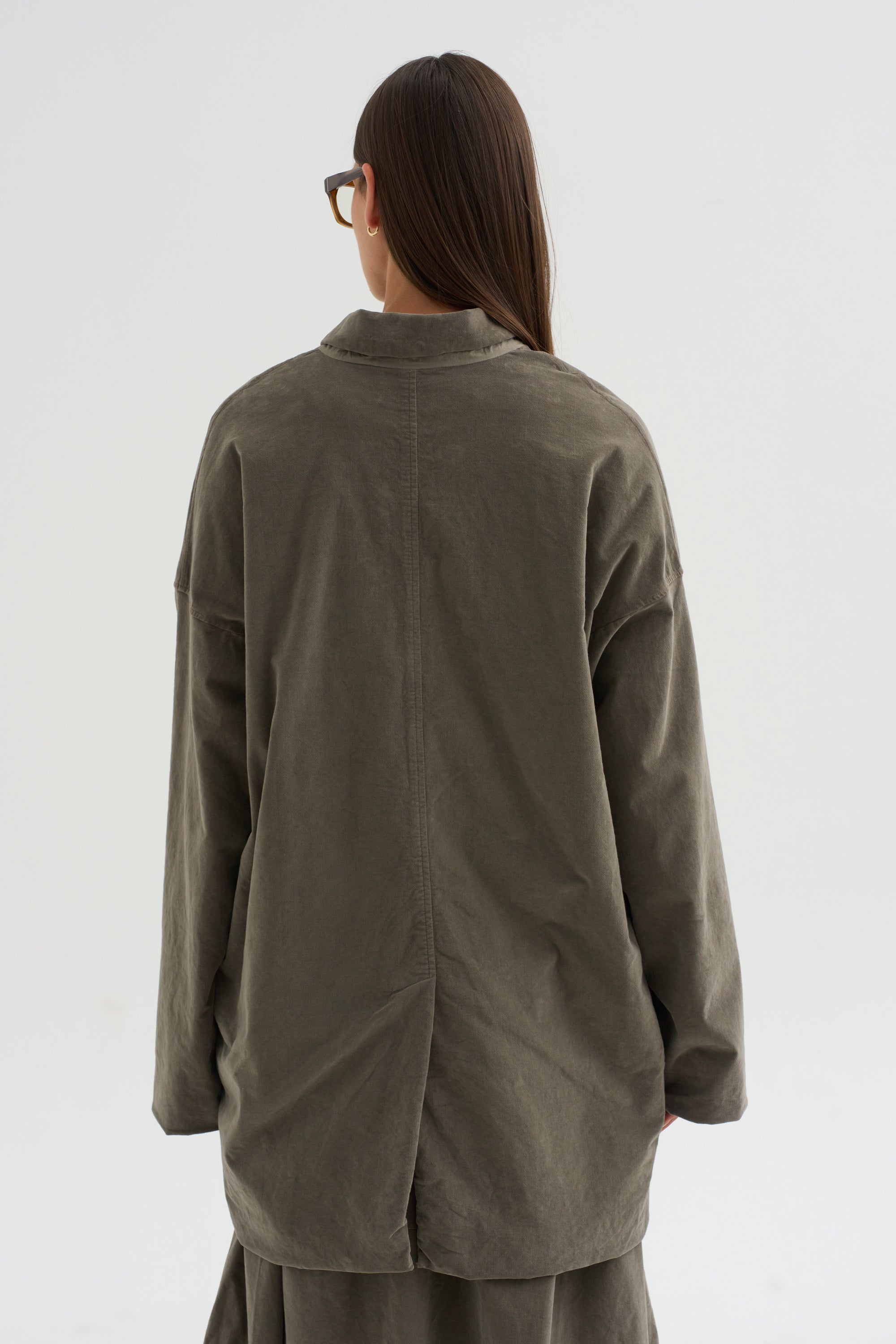 Velvet Long Blazer, Taupe