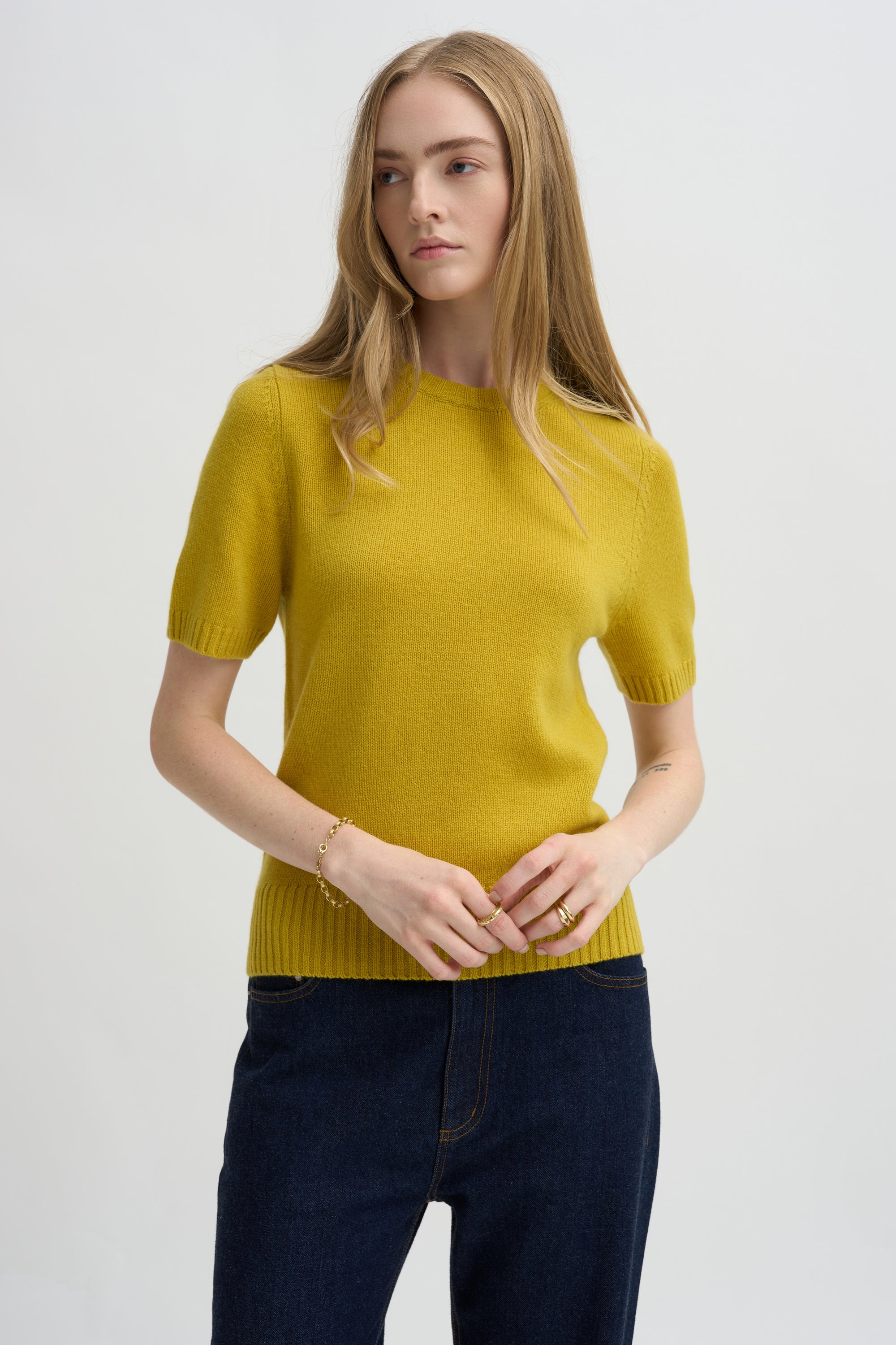 Short Sleeve Sweater, Golden Quince