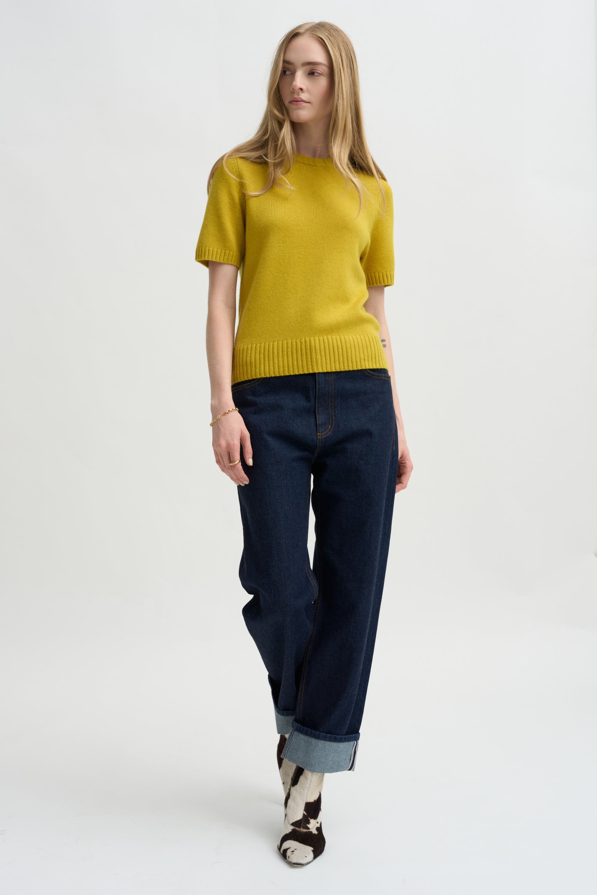 Short Sleeve Sweater, Golden Quince