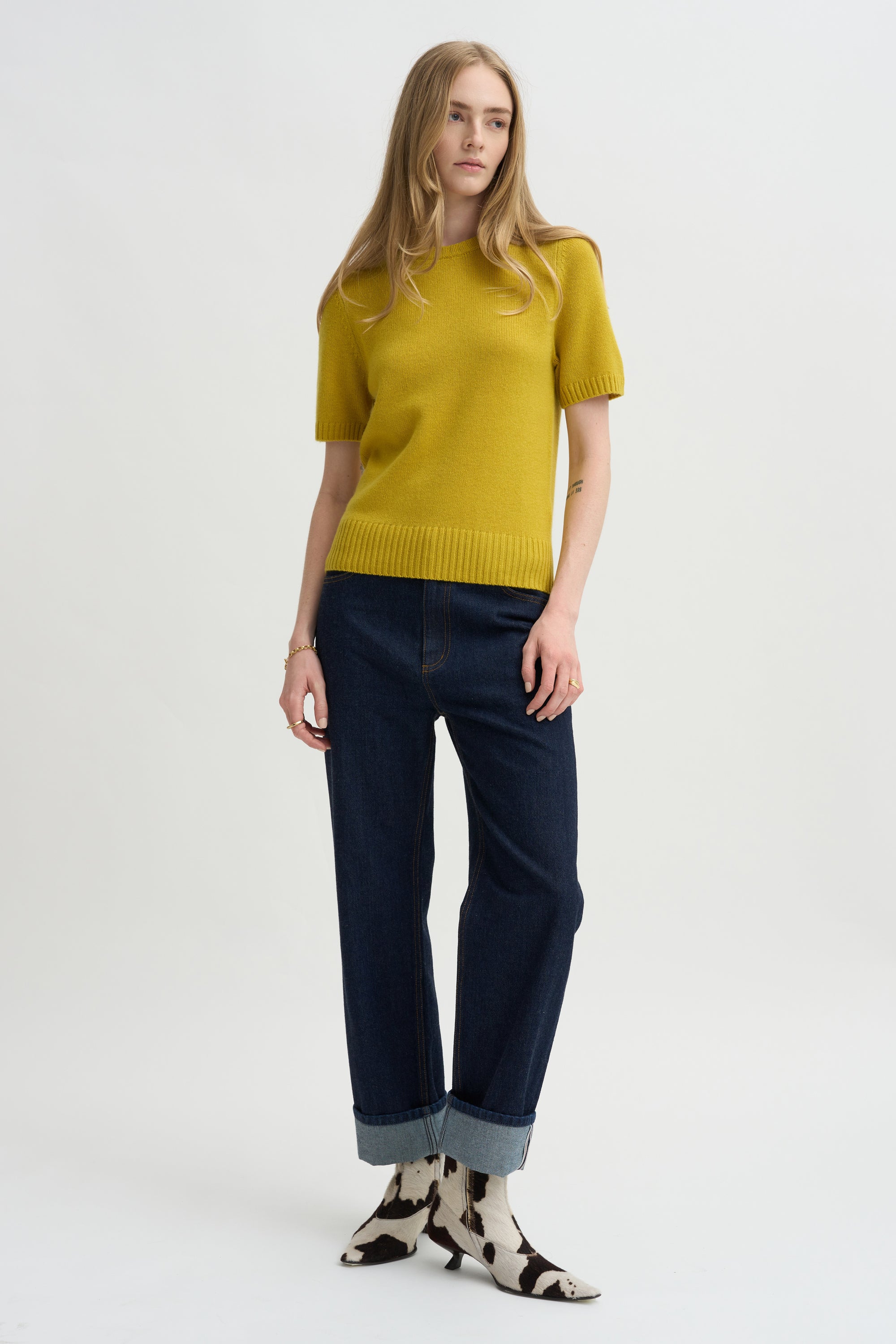 Short Sleeve Sweater, Golden Quince