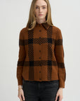 Collared Knit Shirt, Cinnamon & Noir