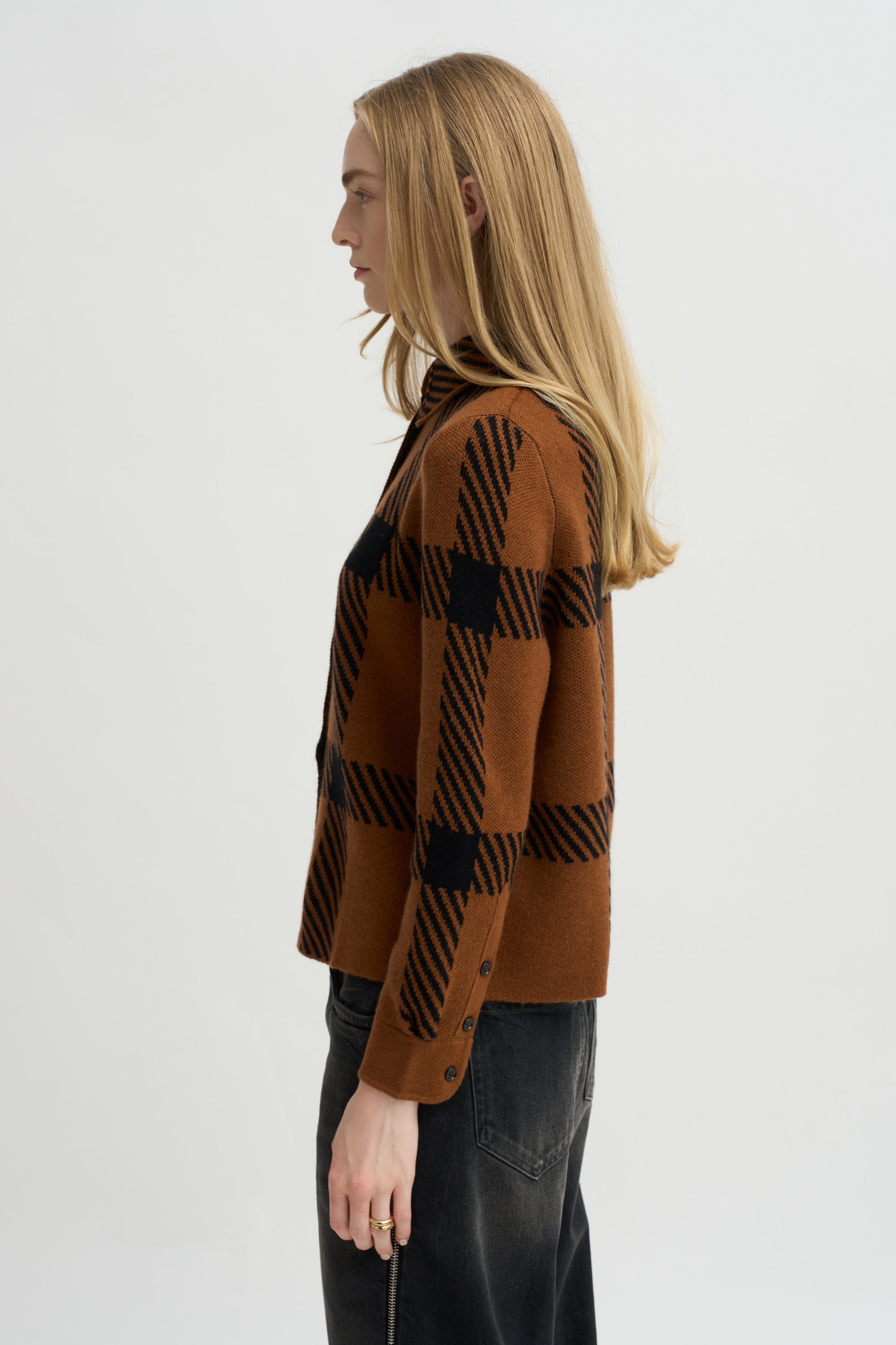 Collared Knit Shirt, Cinnamon &amp; Noir