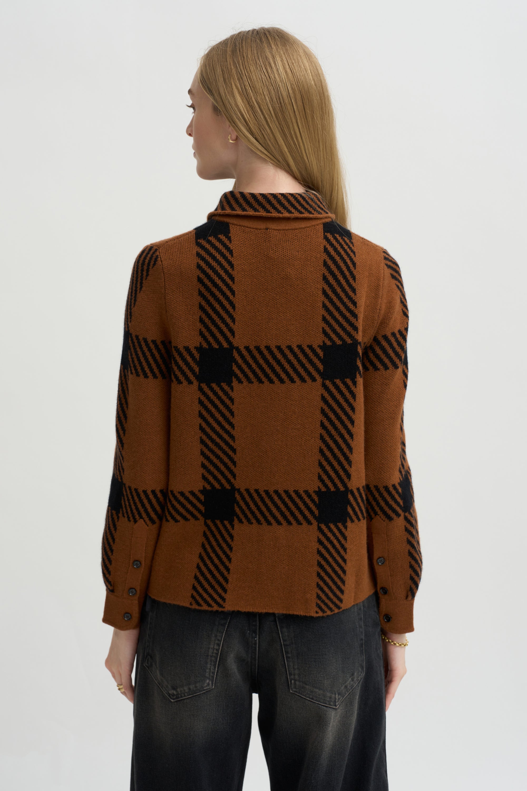 Collared Knit Shirt, Cinnamon &amp; Noir