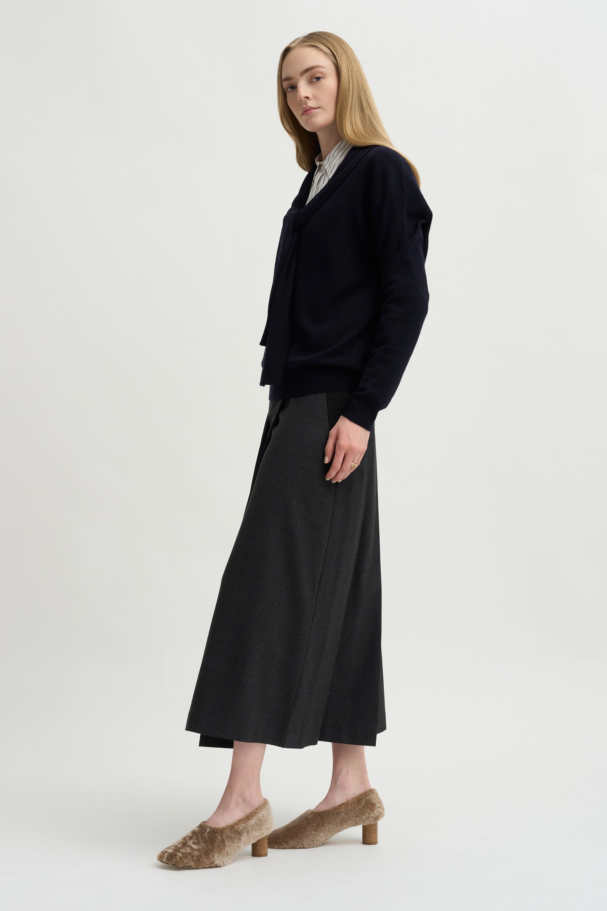 Tie Neck Sweater, Deep Night
