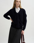 Tie Neck Sweater, Deep Night