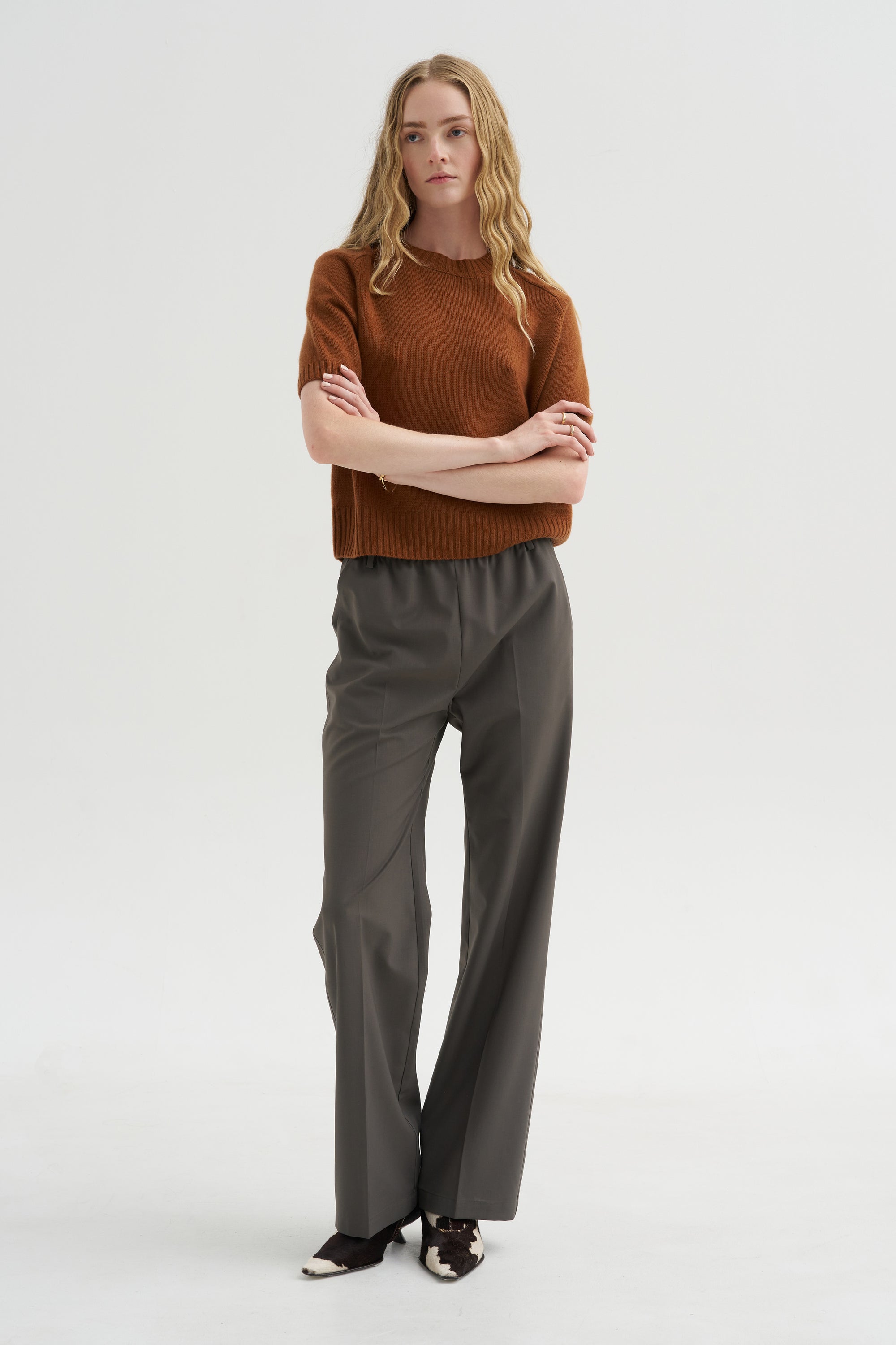 Short Sleeve Sweater, Cinnamon Tea