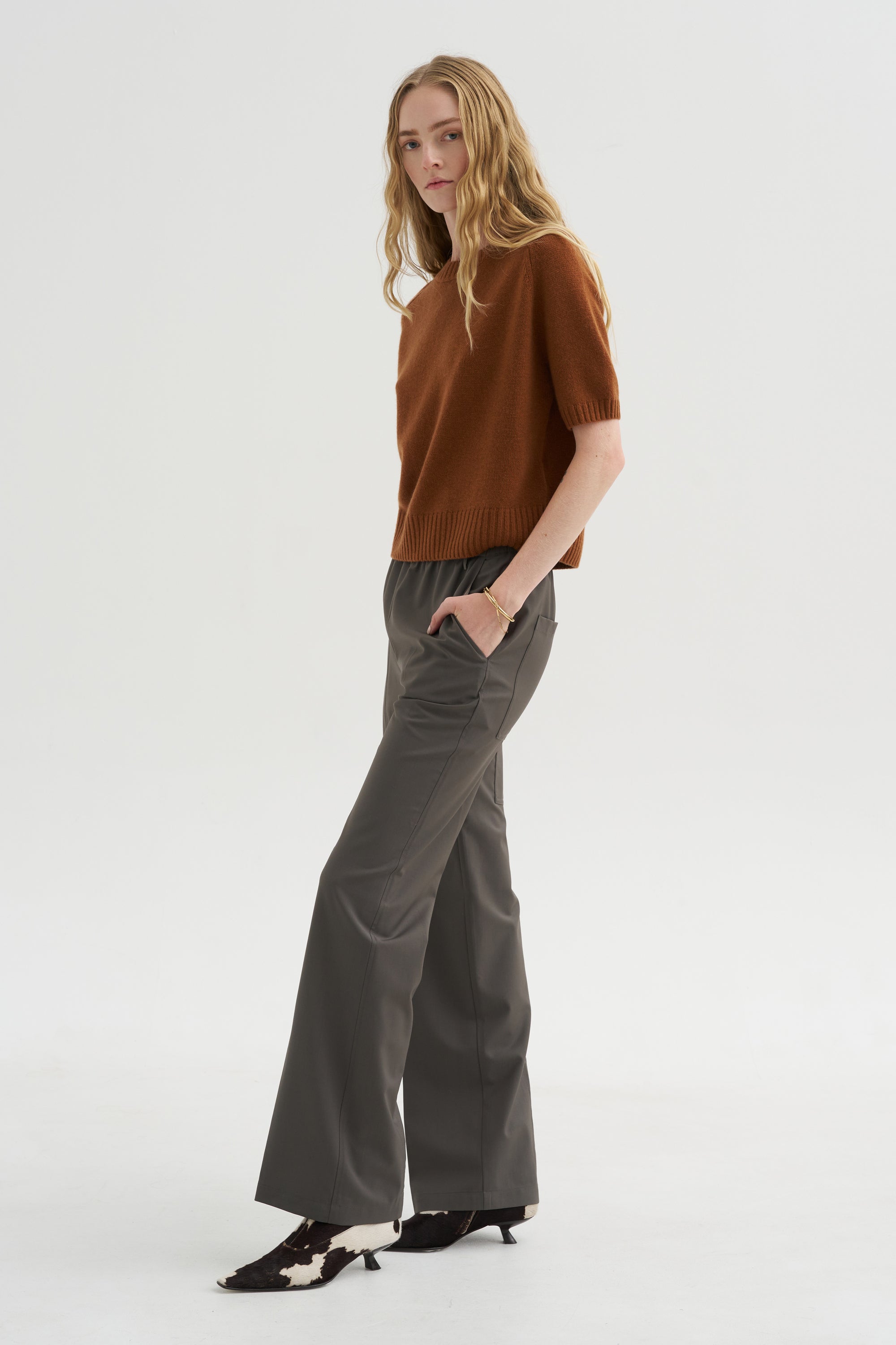 Short Sleeve Sweater, Cinnamon Tea