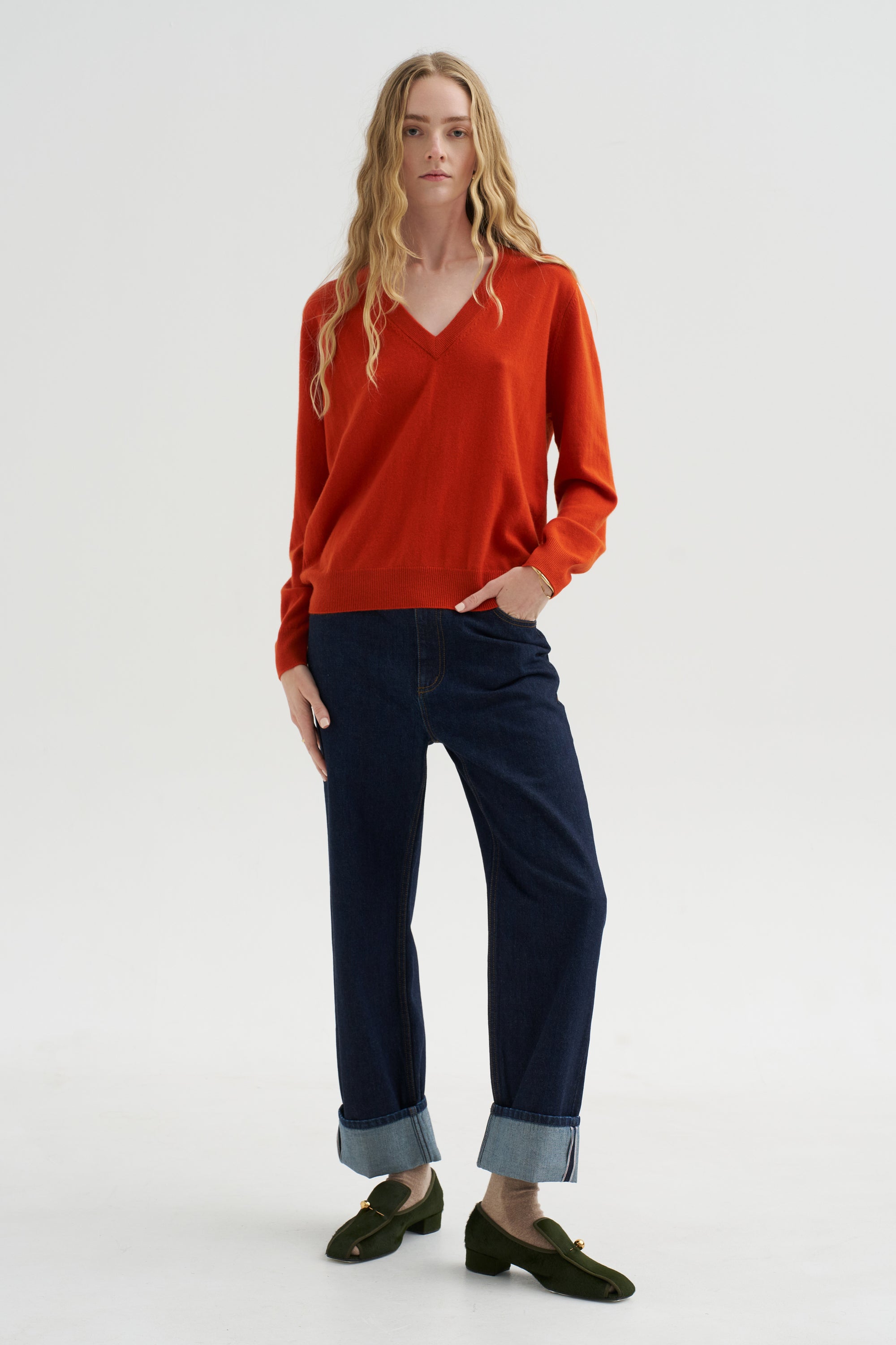 V-Neck Sweater, Maple Tree