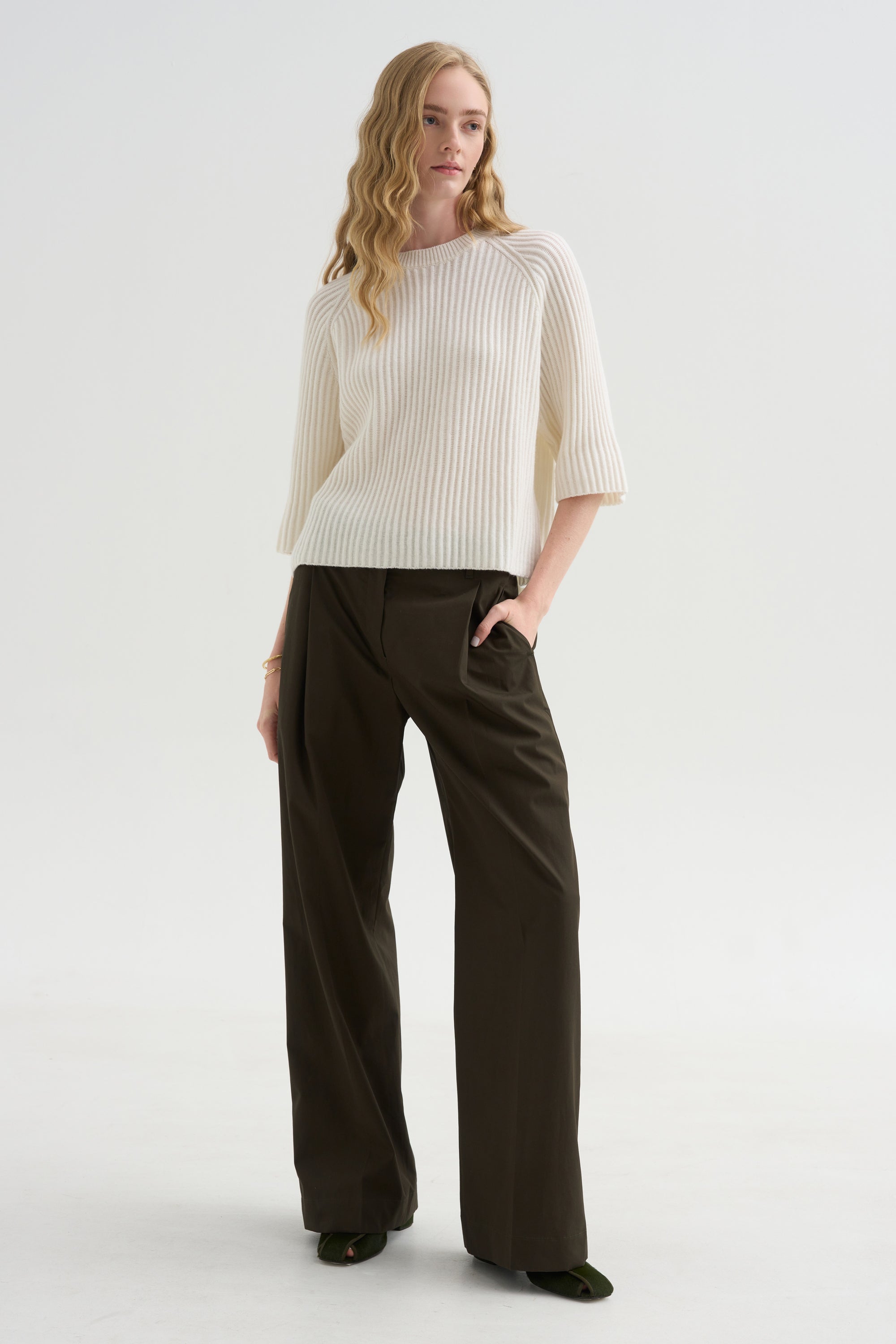 Round Neck Sweater, Fleur De Sel