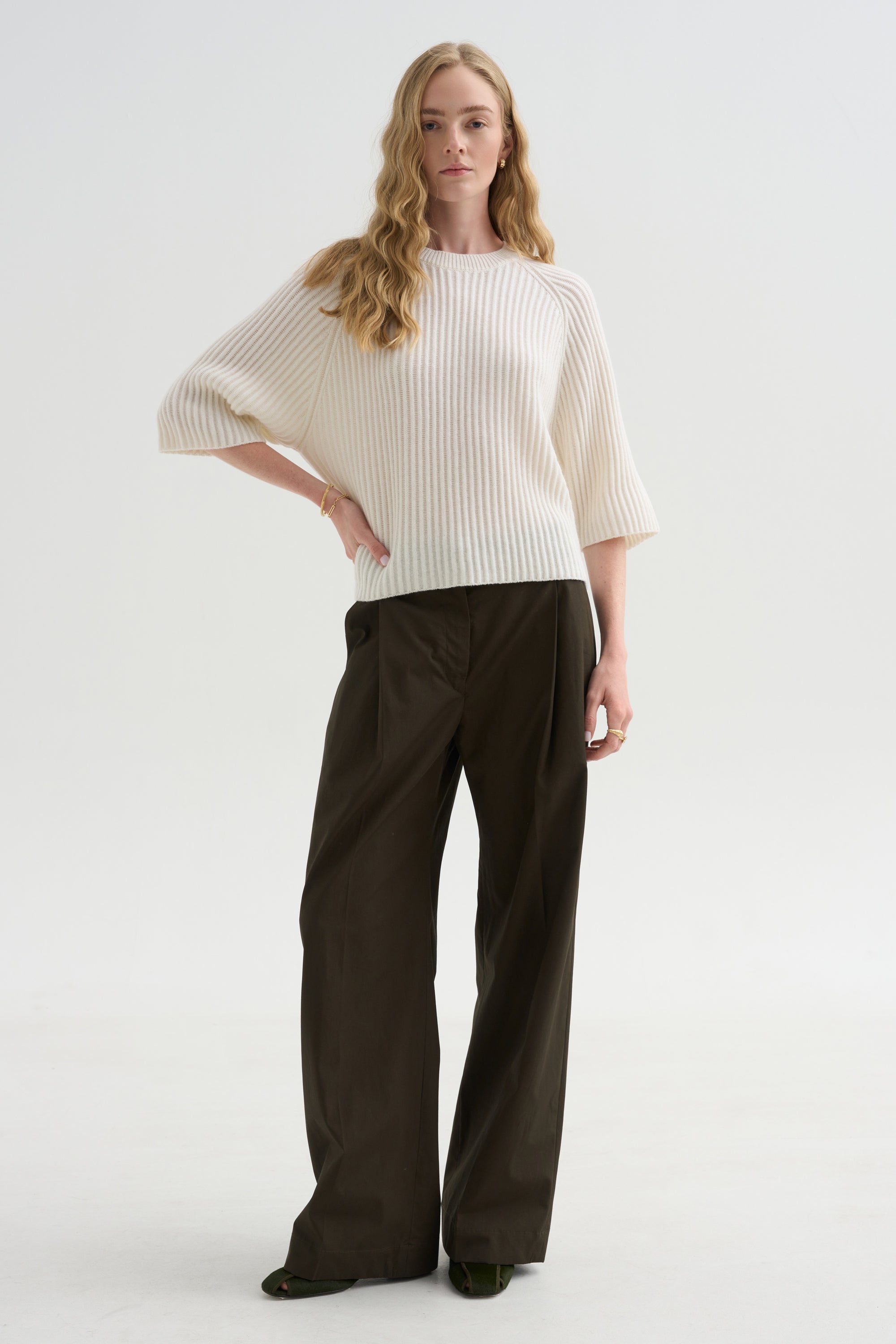 Round Neck Sweater, Fleur De Sel