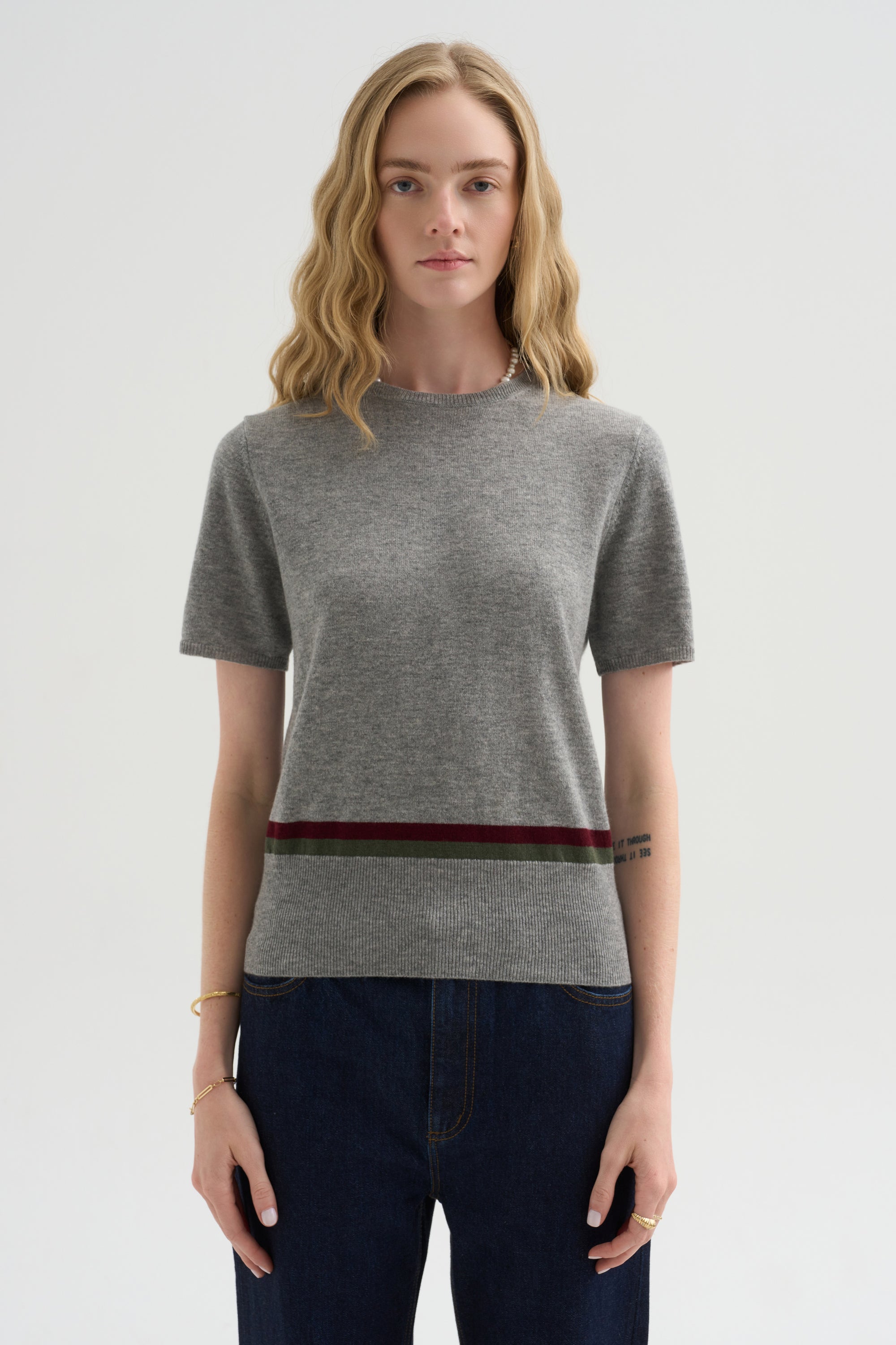 Stripe Sweater, Heather Melange