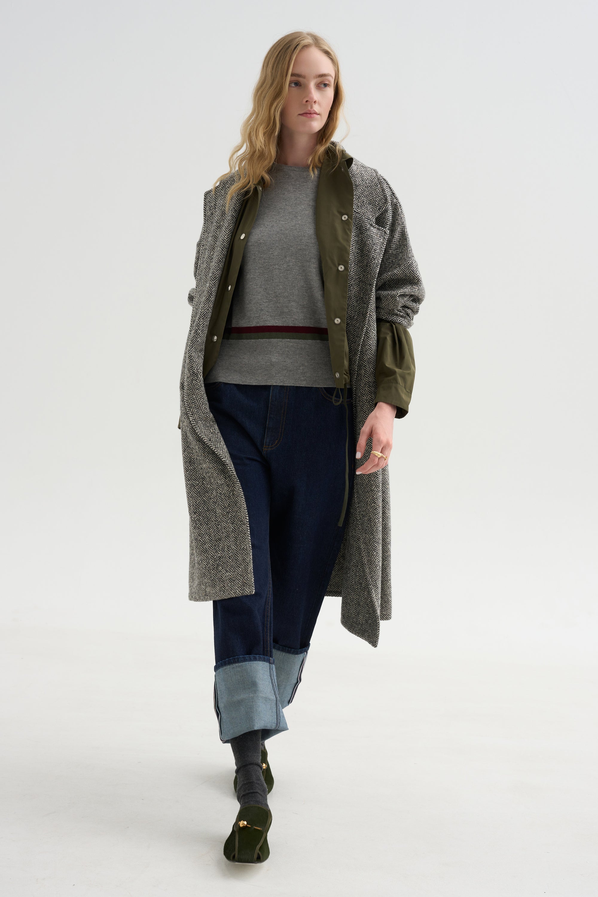 Stripe Sweater, Heather Melange