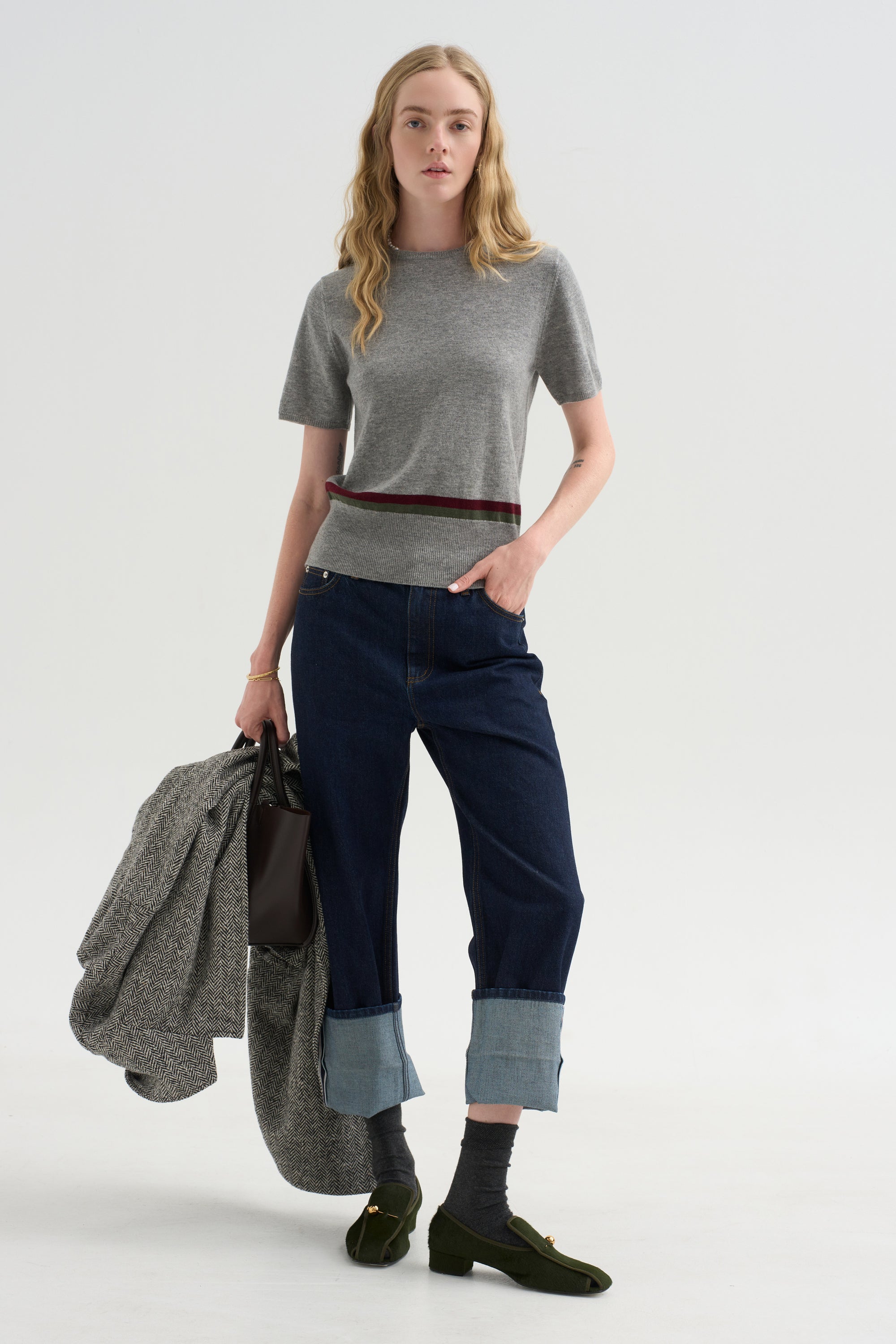 Stripe Sweater, Heather Melange