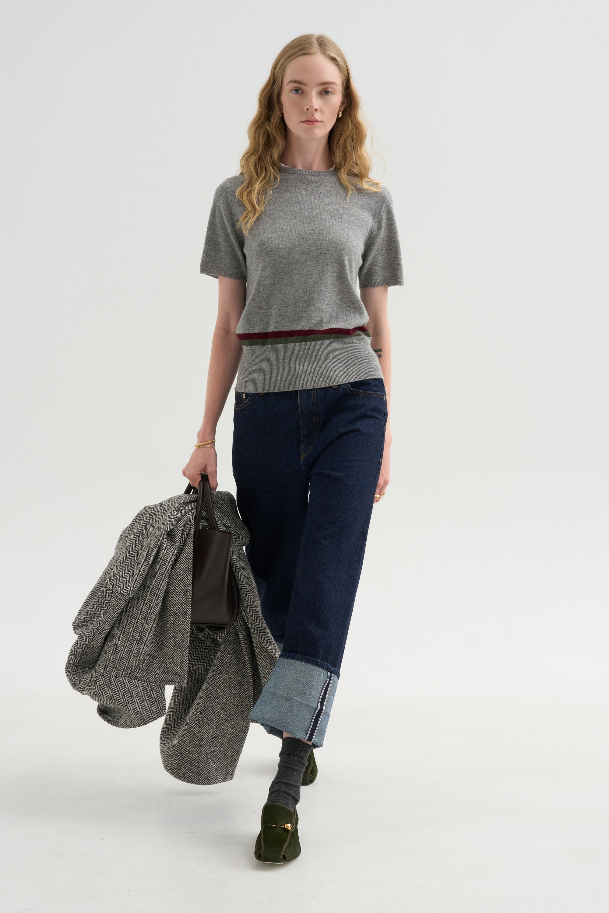 Stripe Sweater, Heather Melange