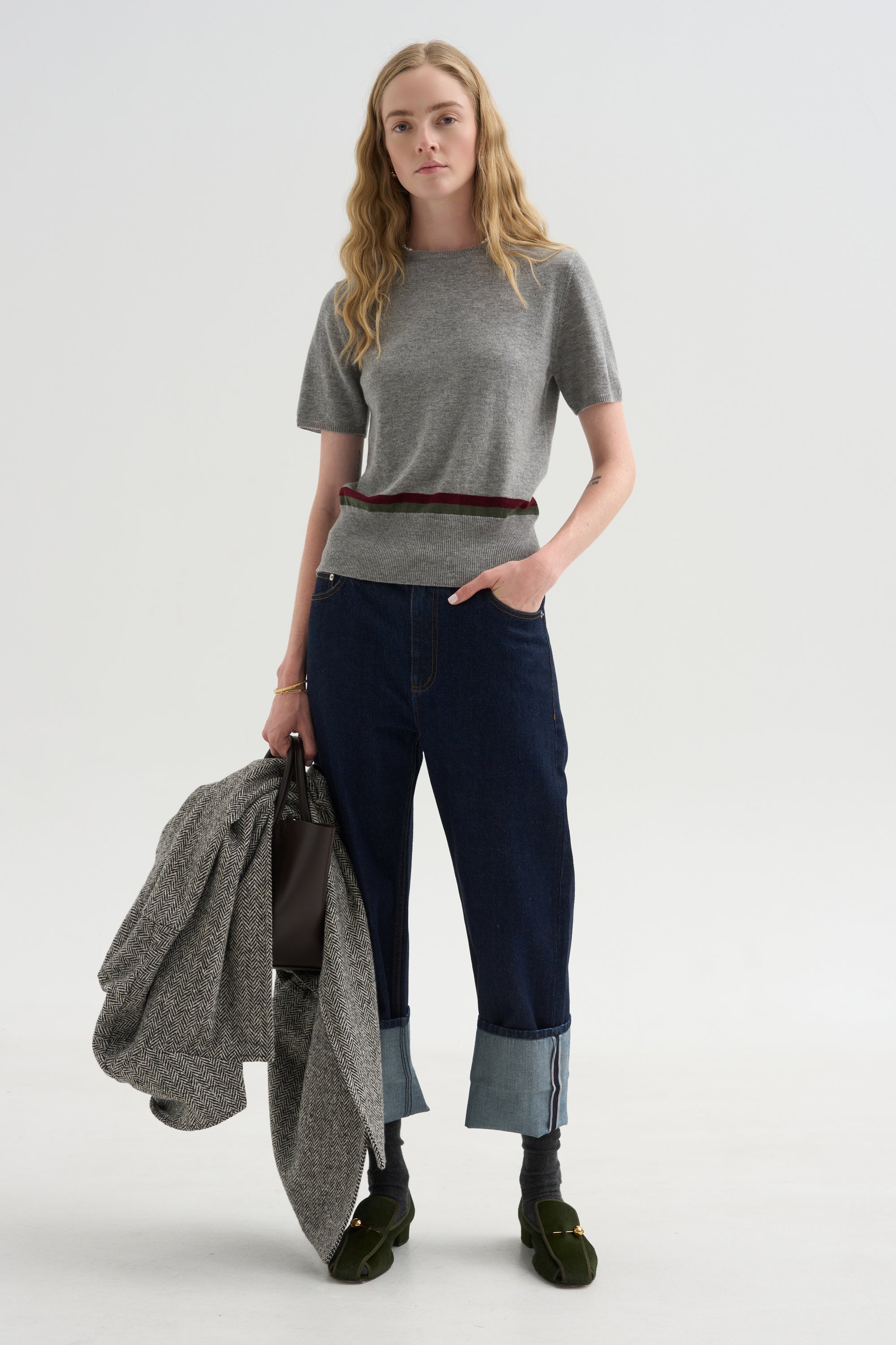 Stripe Sweater, Heather Melange