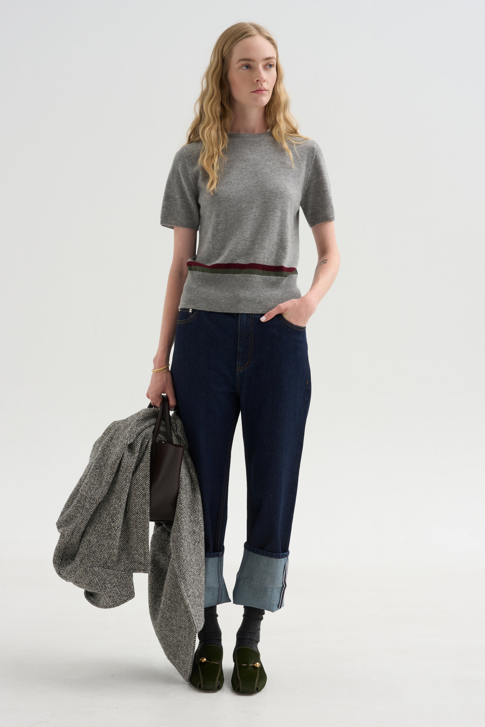 Stripe Sweater, Heather Melange