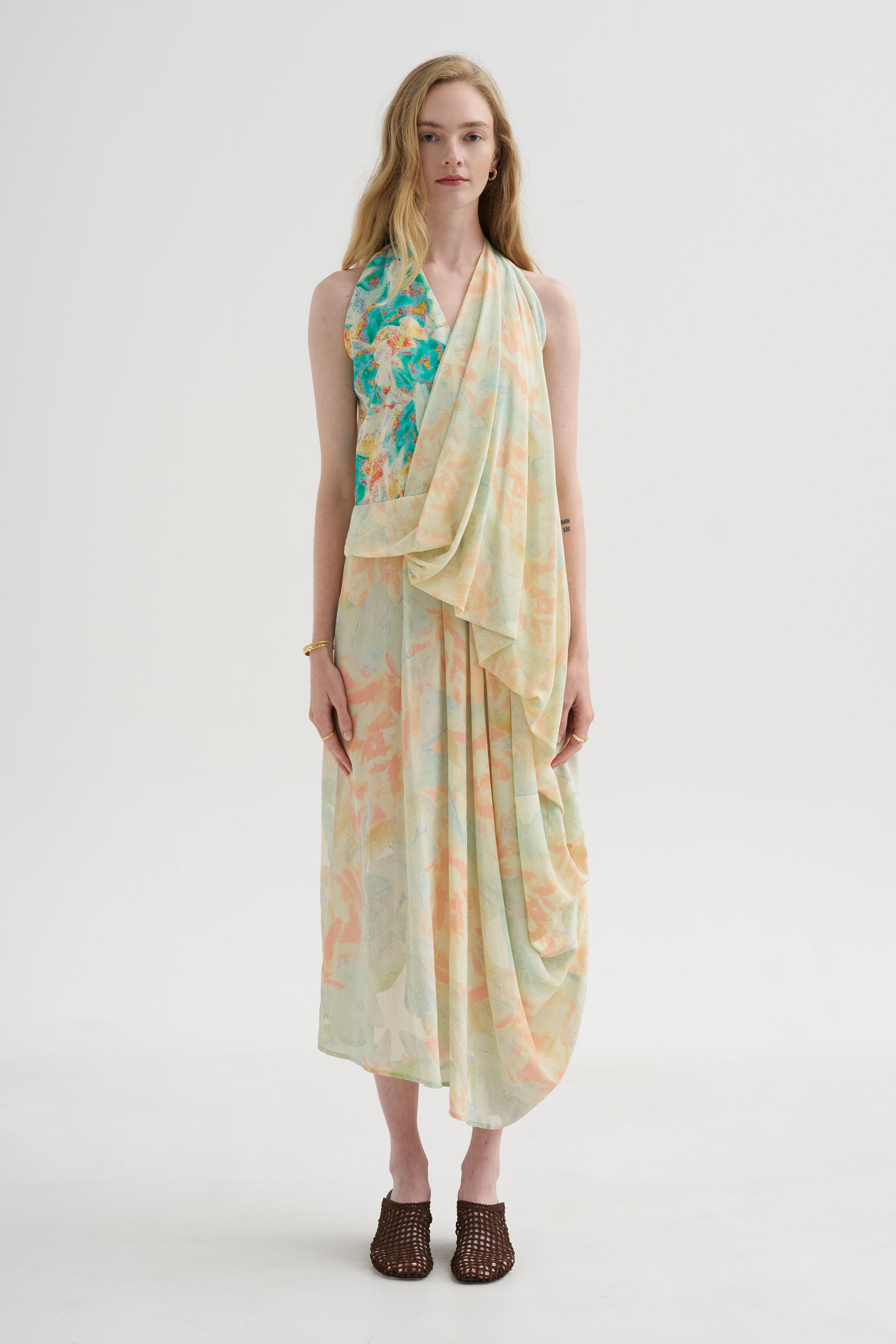 Sleeveless Dress, Print Y - Rose Pale