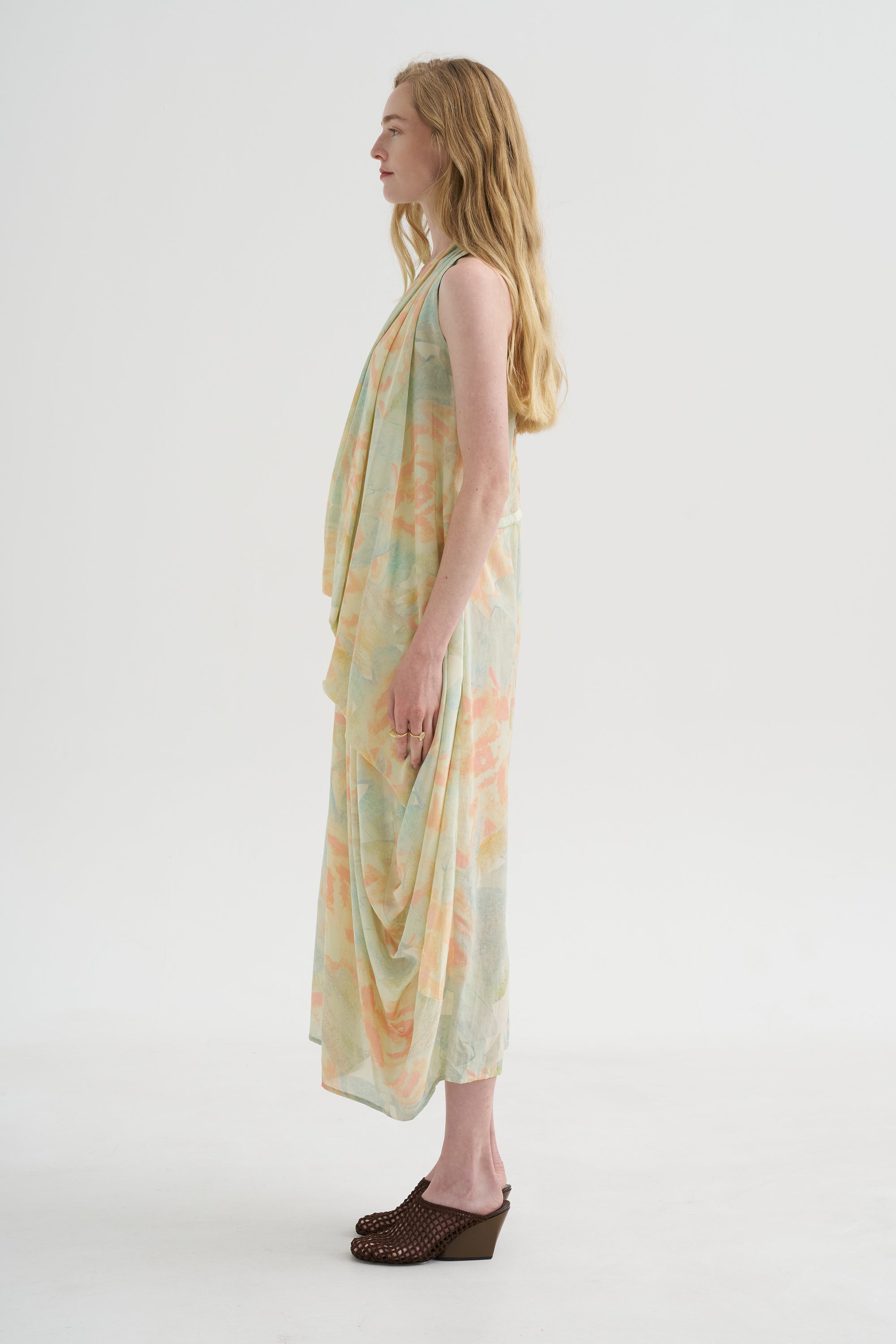 Sleeveless Dress, Print Y - Rose Pale