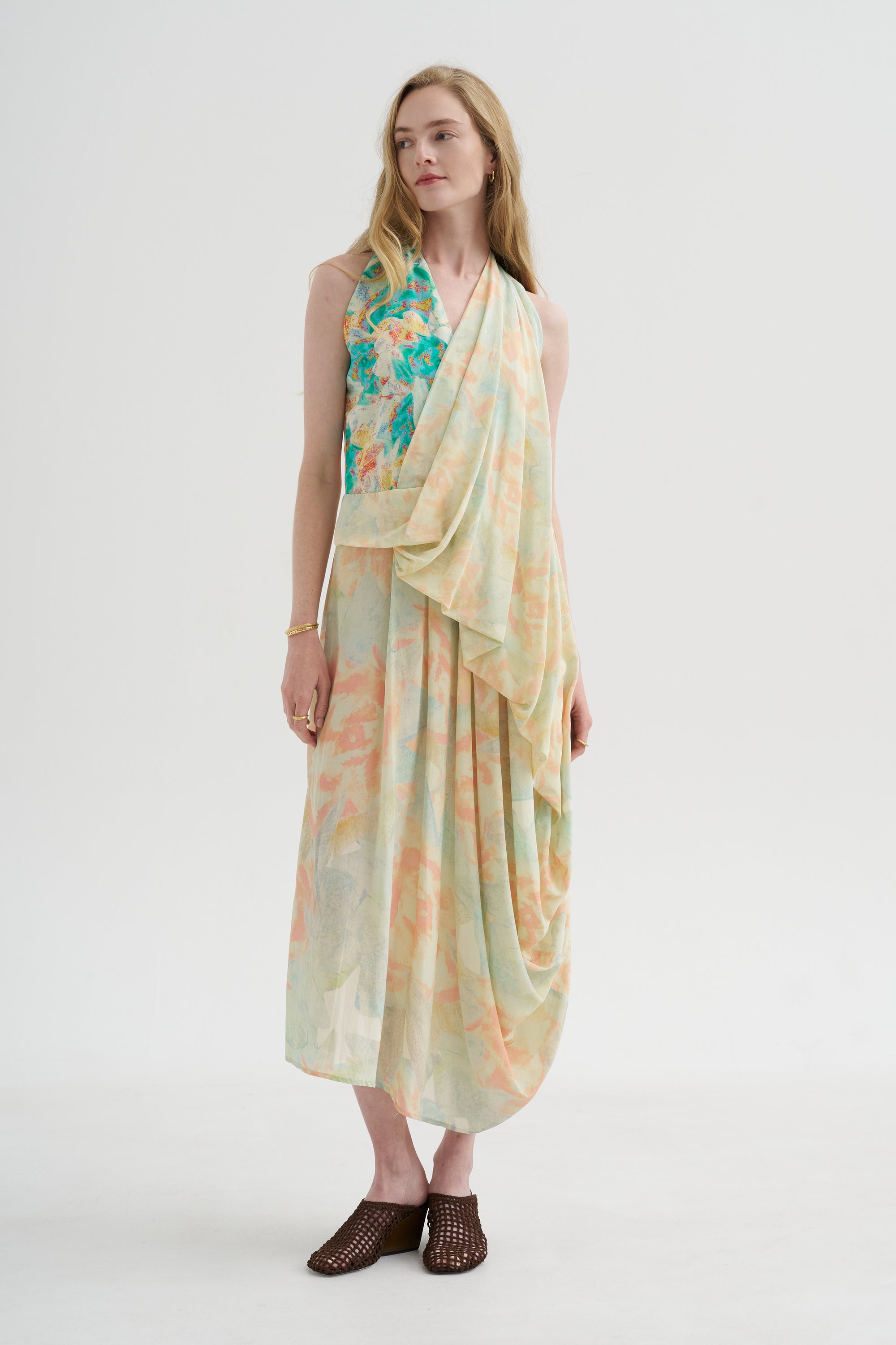 Sleeveless Dress, Print Y - Rose Pale