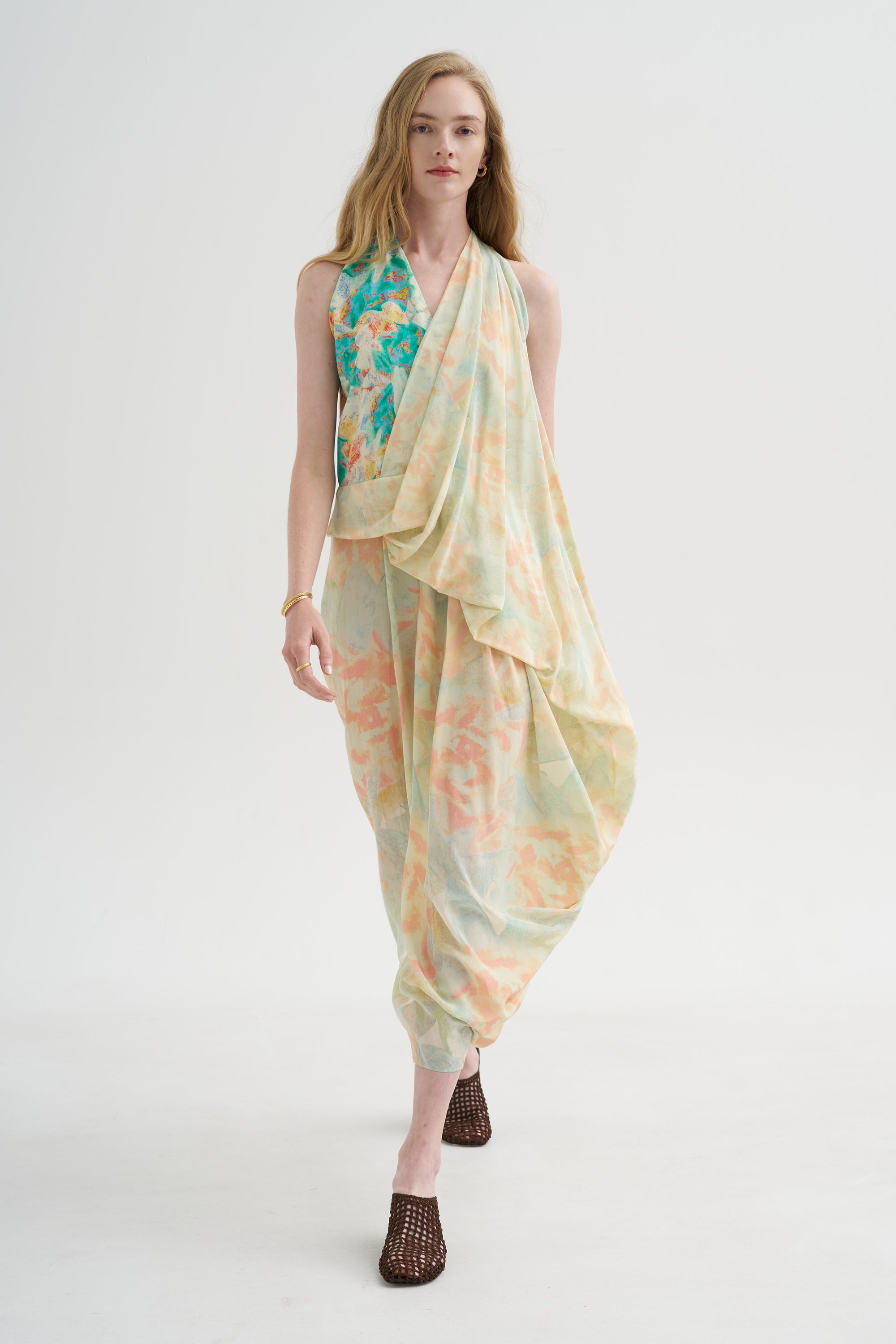 Sleeveless Dress, Print Y - Rose Pale