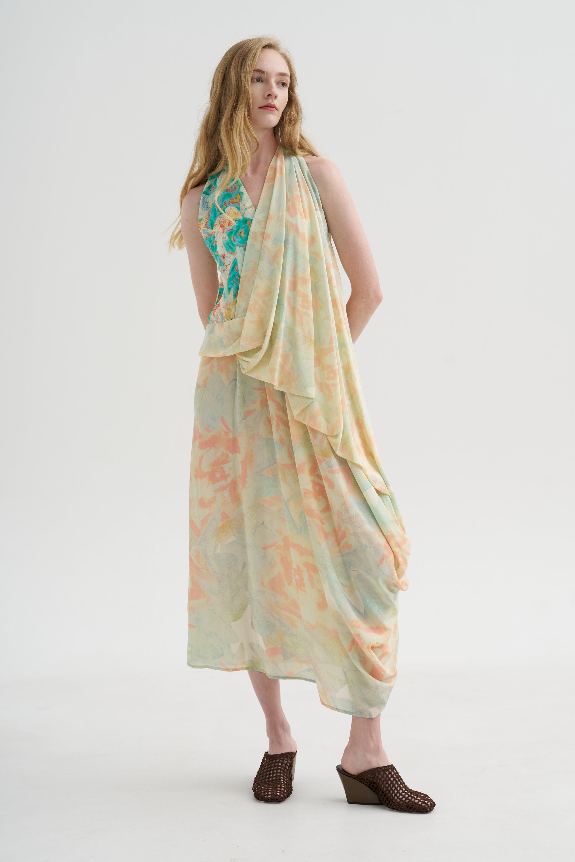 Sleeveless Dress, Print Y - Rose Pale