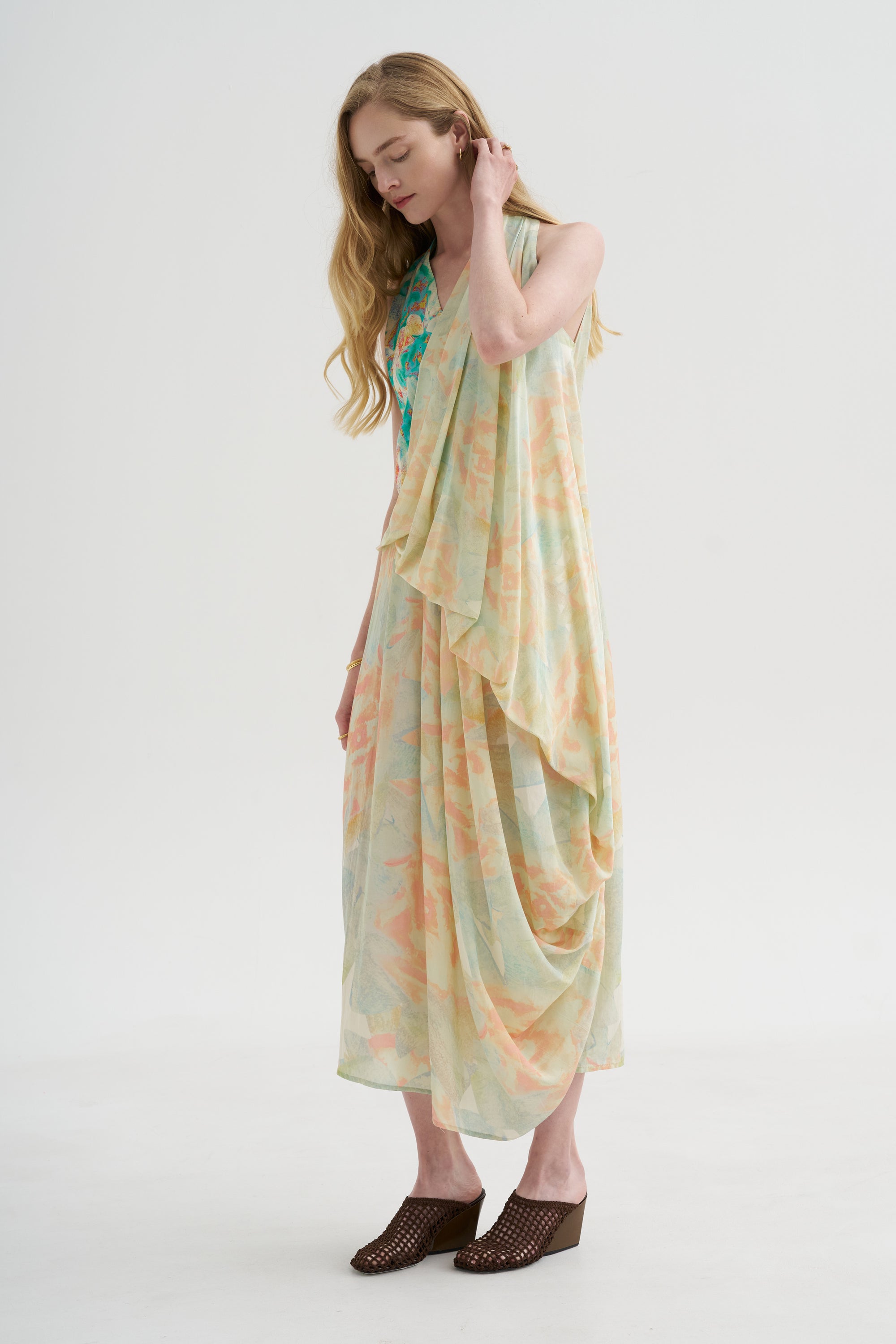 Sleeveless Dress, Print Y - Rose Pale