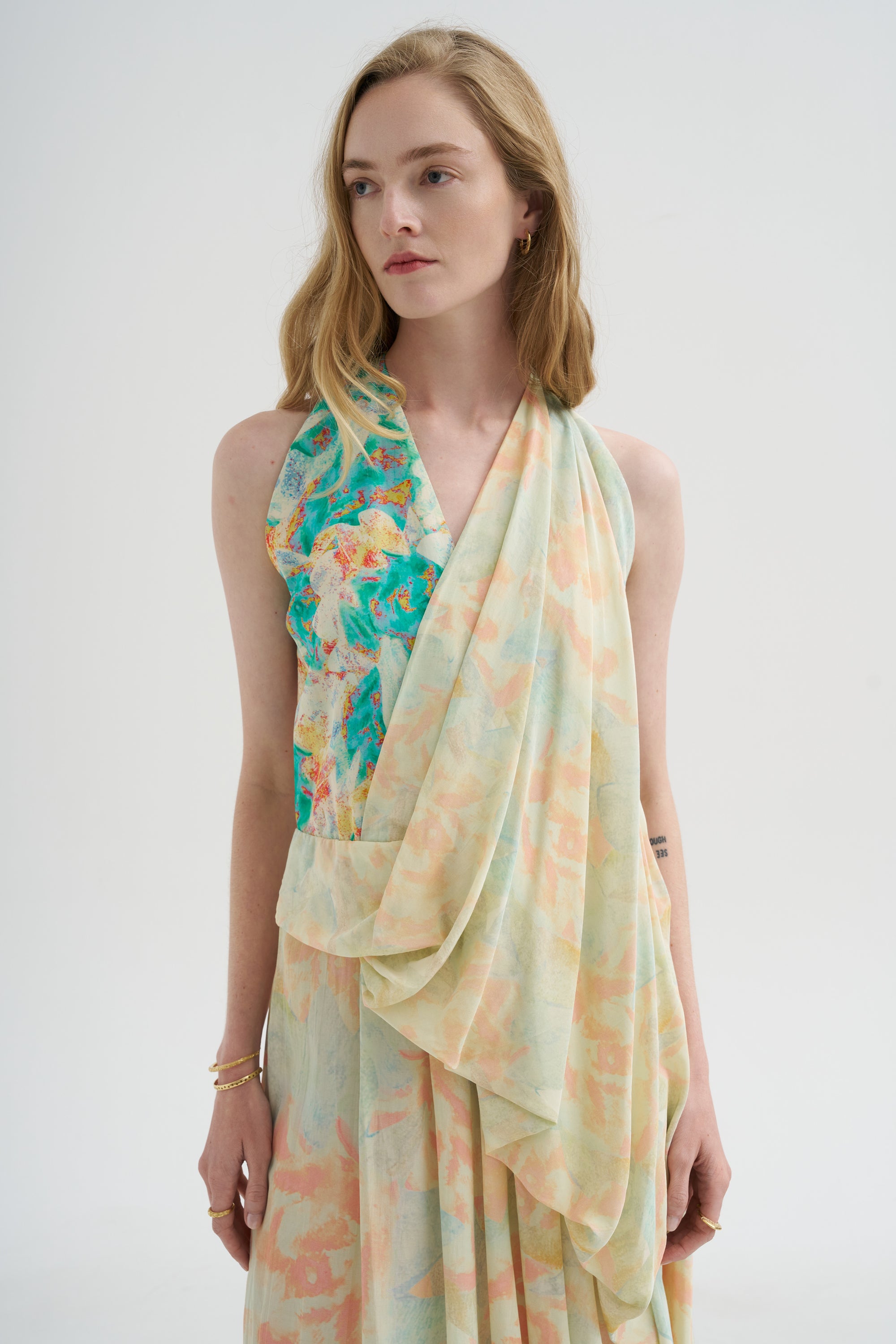 Sleeveless Dress, Print Y - Rose Pale