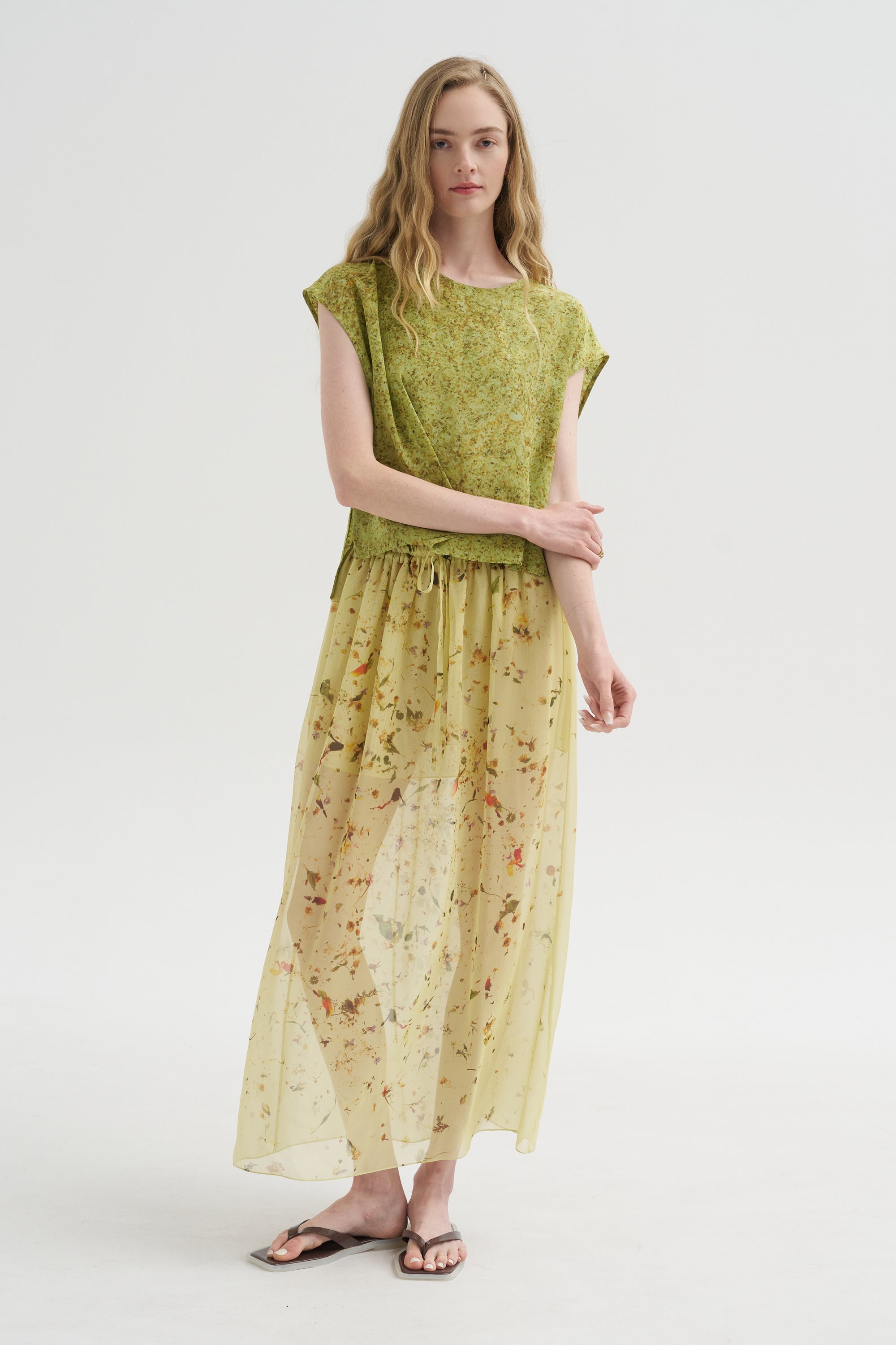 Chiffon Silk Skirt, Print X
