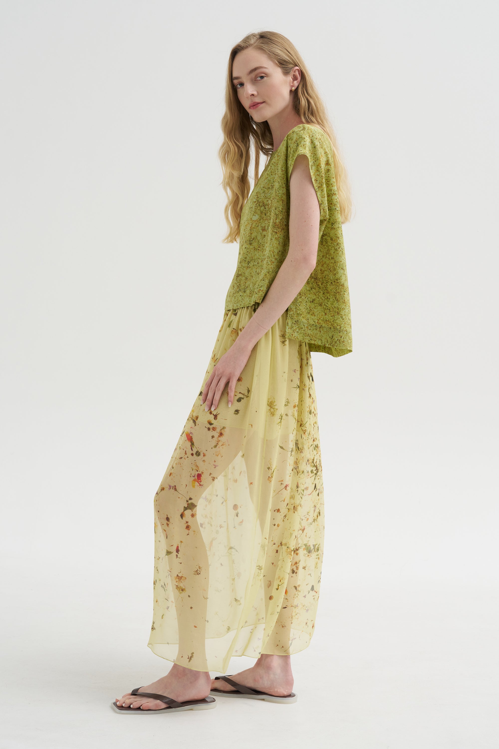 Chiffon Silk Skirt, Print X