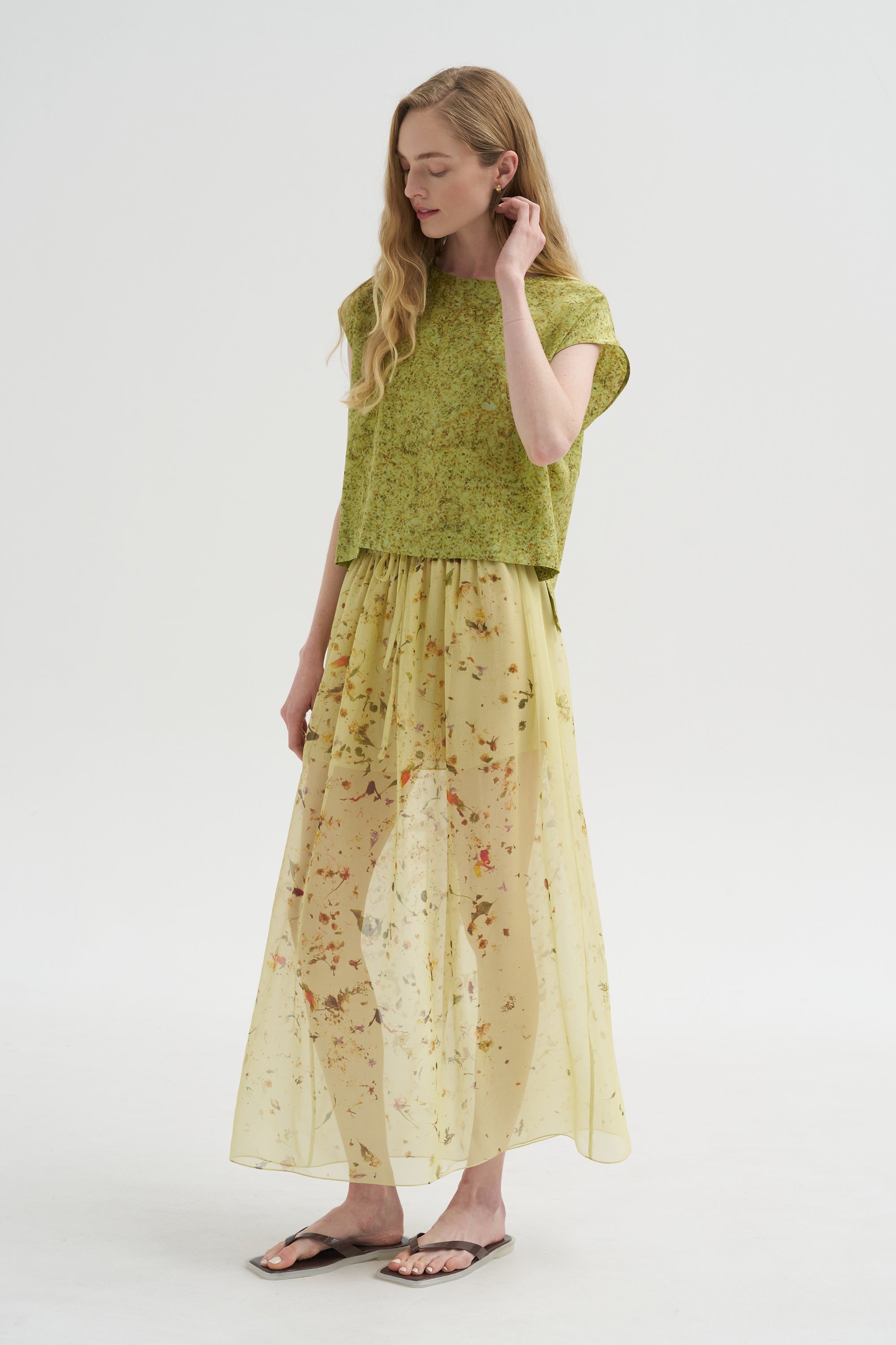 Chiffon Silk Skirt, Print X